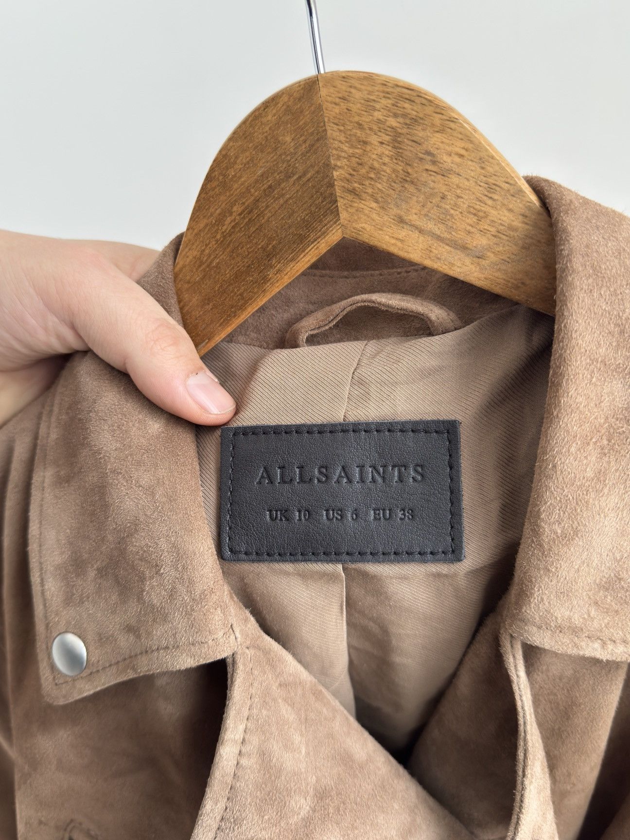 Allsaints ALL SAINTS Powder Brown Suede Balfern Biker Jacket Women’s Size US M / EU 48-50 / 2 - 8 Thumbnail