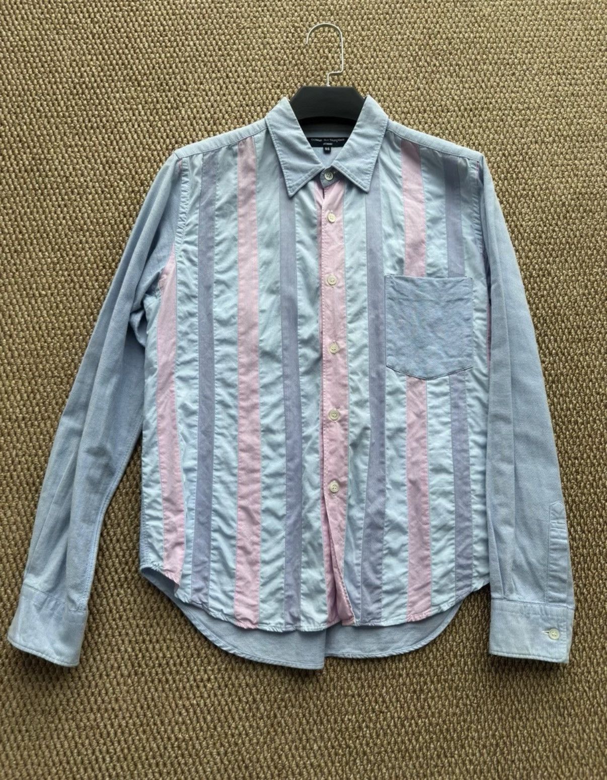 Comme des Garcons COMME des GARÇONS Pink & Blue Striped Panel Shirt K23 Size US S / EU 44-46 / 1 - 1 Thumbnail