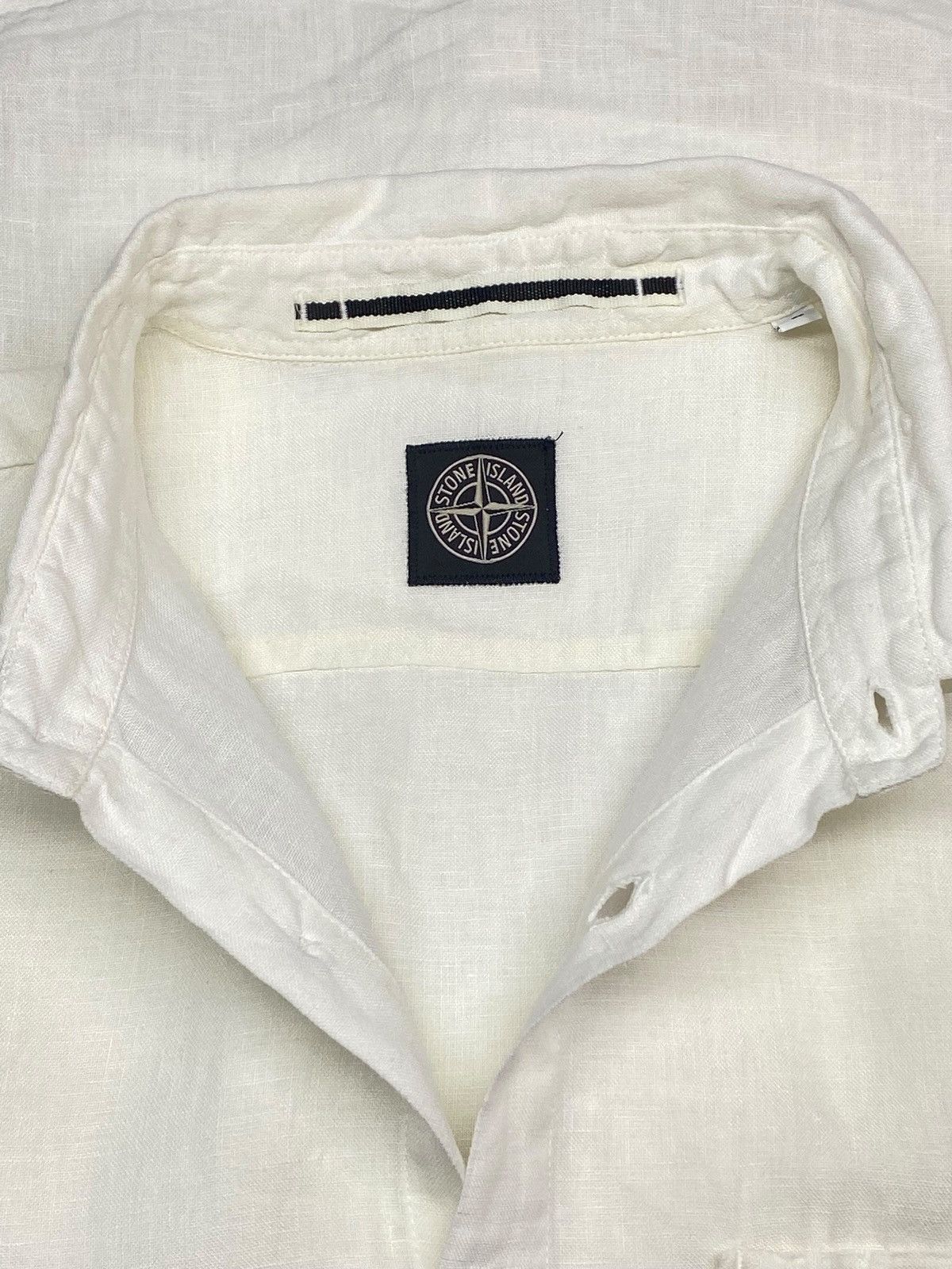 Stone Island Vintage Stone Island White Linen Shirt Old Money Vibes Size US L / EU 52-54 / 3 - 12 Thumbnail