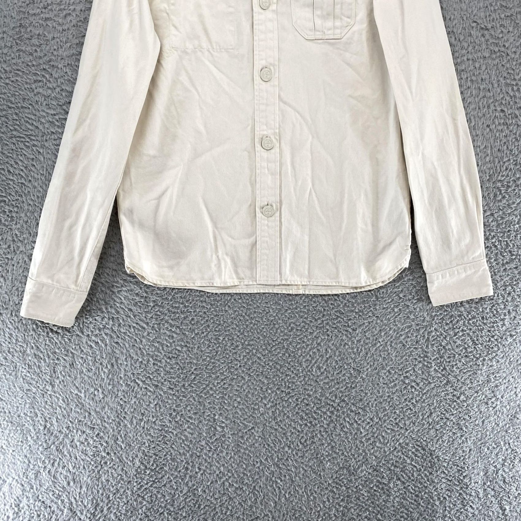 Scotch & Soda Scotch & Soda Shirt Mens Medium Ecru Amsterdams Blauw Workwear Cotton Overshirt Size US M / EU 48-50 / 2 - 3 Thumbnail
