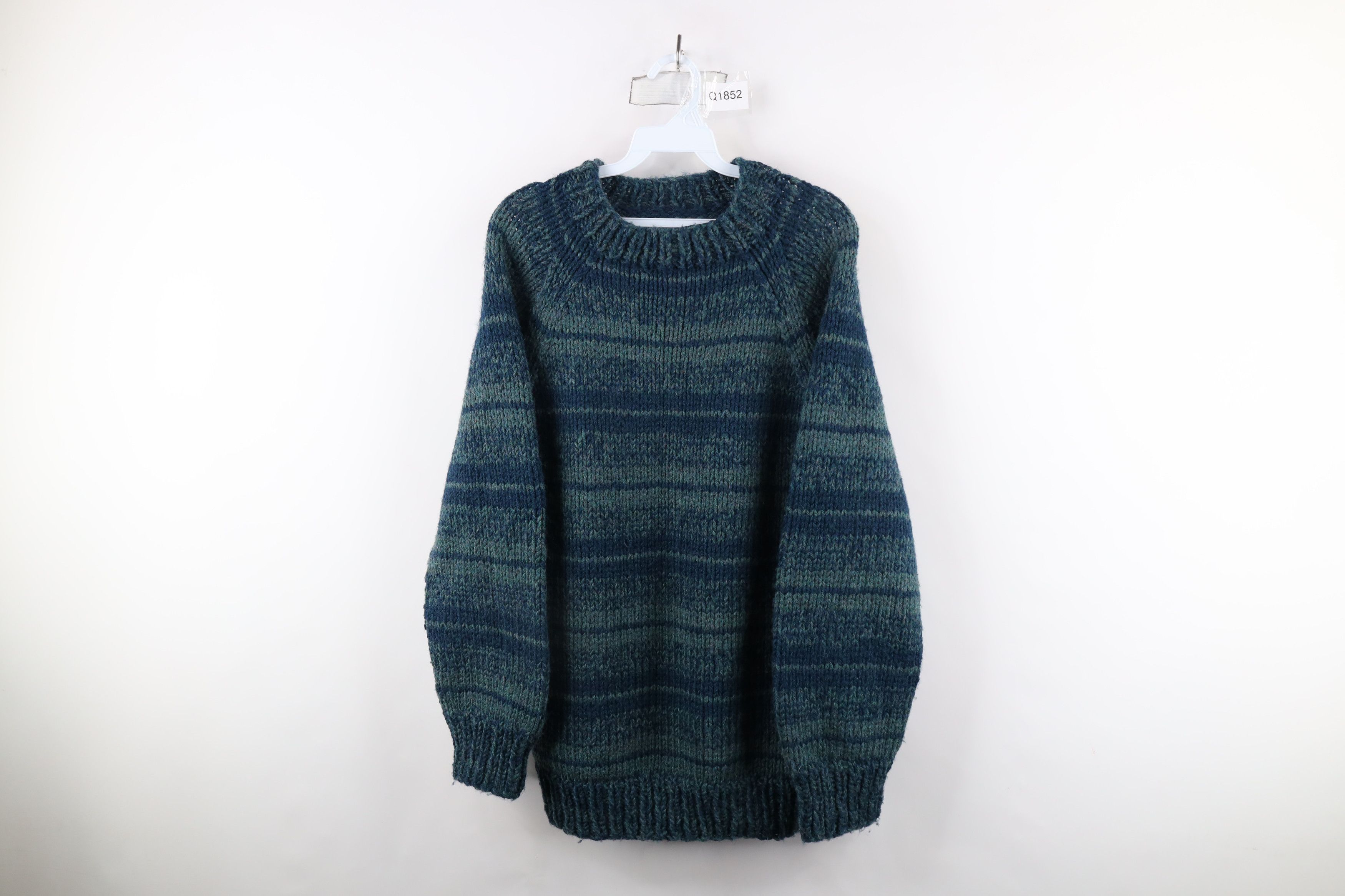 Vintage Vintage 60s 70s Rockabilly Blend Hand Knit Striped Sweater Size L / US 10 / IT 46 - 1 Thumbnail