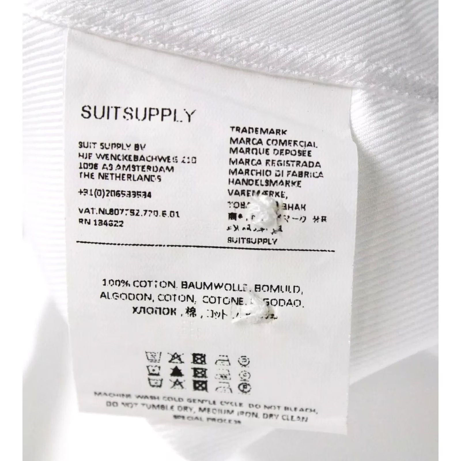 Suitsupply SUITSUPPLY Slim Regular Fit Shirt Men's 2XL Button Up Cutaway White Size 48R - 6 Thumbnail