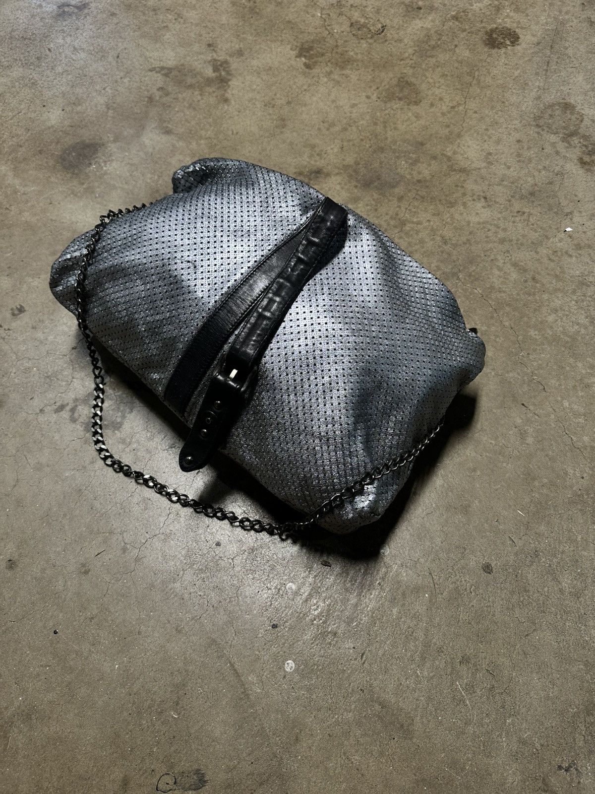 Giorgio Brato GIORGIO BRATO Silver Perforated Leather Shoulder Bag Size ONE SIZE - 2 Thumbnail
