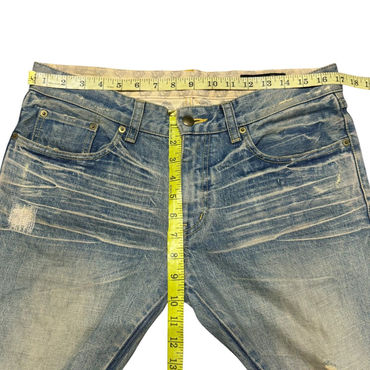 Japanese Brand Rico Mudwash Denim Flare Jeans Distressed Size US 33 - 18 Thumbnail