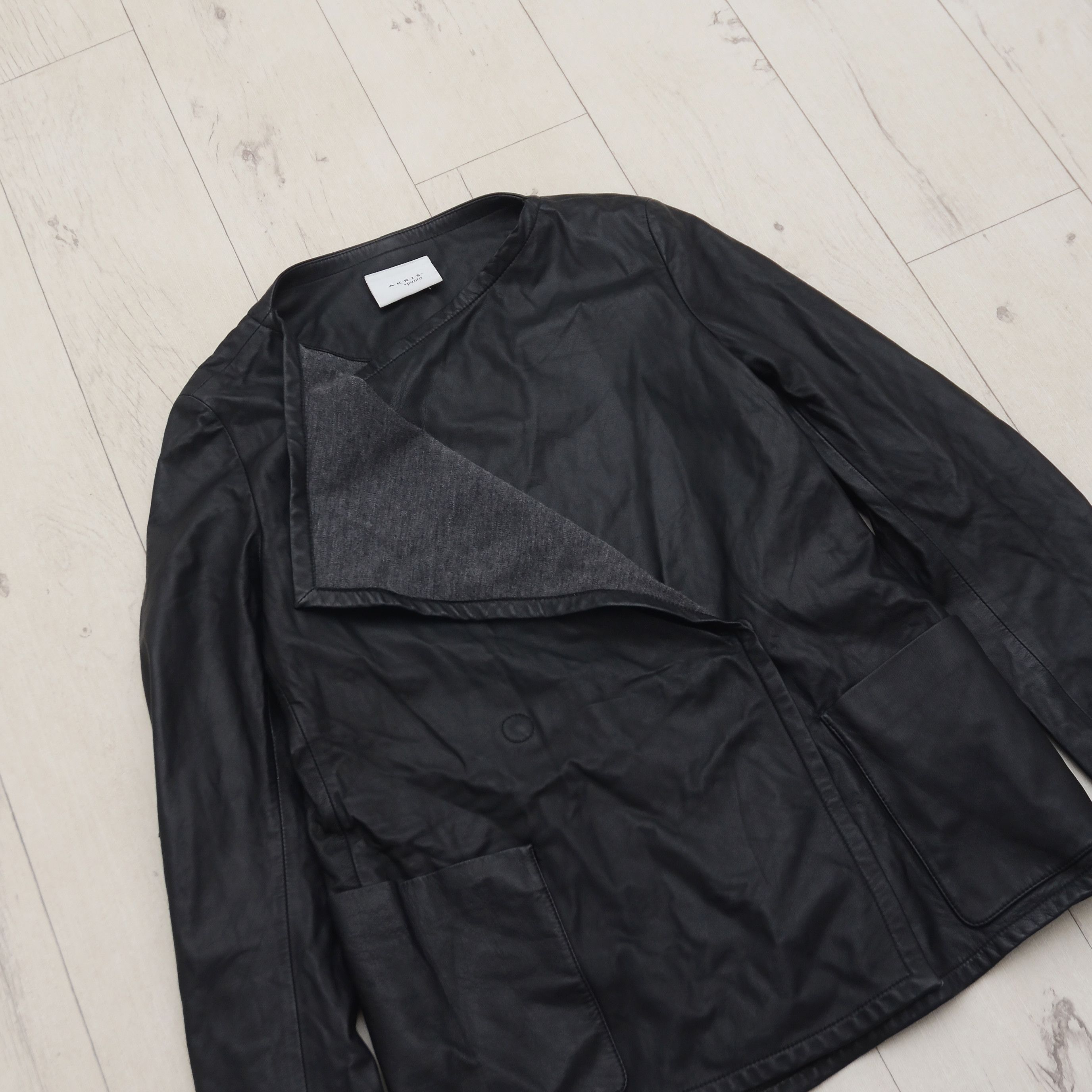 Akris AKRIS Punto Black Leather Jacket 100% Lamb Nappa Wool Lining Size S / US 4 / IT 40 - 4 Thumbnail