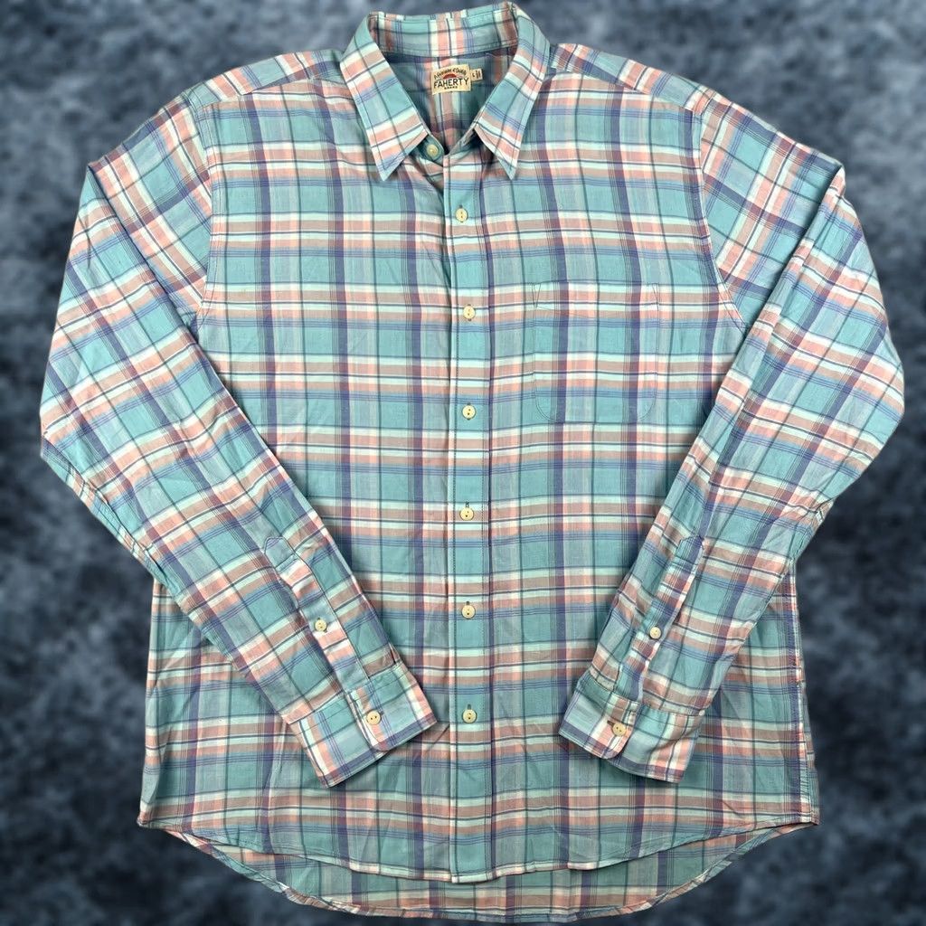 Faherty Faherty Shirt Large Blue Red Plaid Flannel Long Sleeve Button Cotton Size US L / EU 52-54 / 3 - 1 Thumbnail