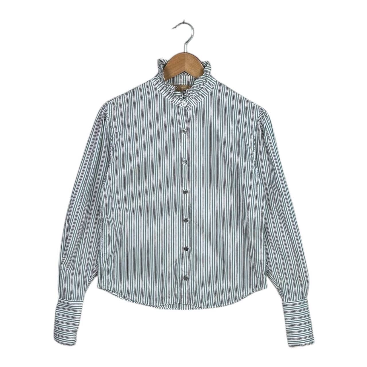 Christian Dior Monsieur Vintage Christian Dior Sports Striped Ruffle Blouse M 90s Size S / US 4 / IT 40 - 1 Thumbnail