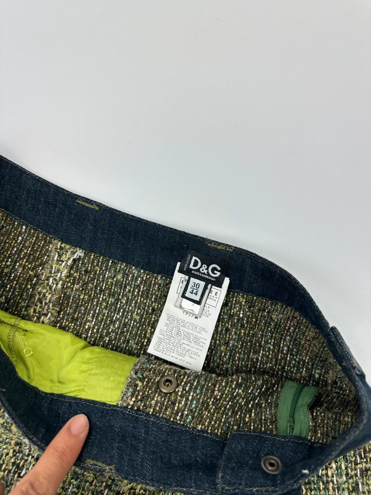 Dolce & Gabbana Dolce & Gabbana 00’s Tweeds & Silk Green Denim Waist Skirt Size 28" / US 6 / IT 42 - 7 Thumbnail