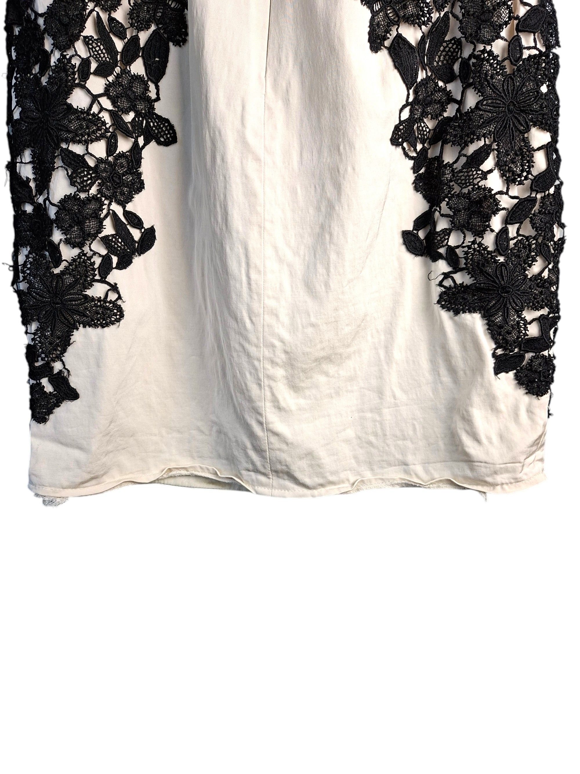Lela Rose Lela Rose Ivory & Black Floral Guipure Lace Cocktail Dress Size S / US 4 / IT 40 - 8 Thumbnail