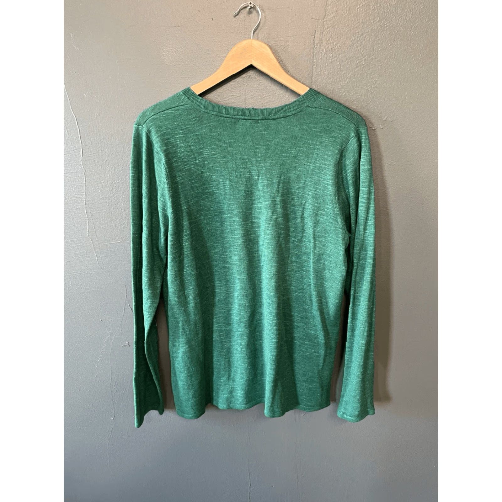 J. Jill J. Jill Womens Green V-Neck Long Sleeve Knit Pullover Sweatshirt Size L Size L / US 10 / IT 46 - 2 Thumbnail