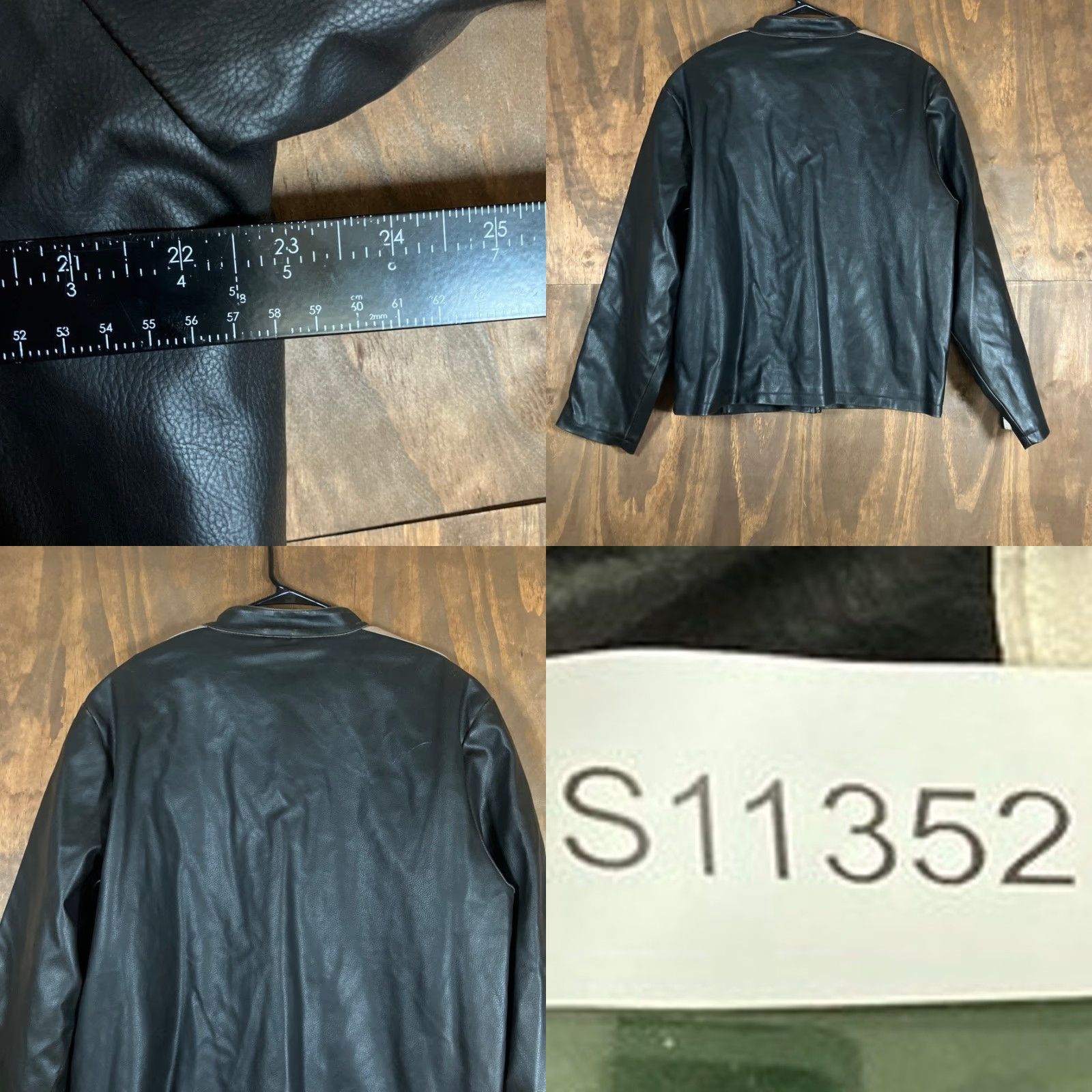 Vintage Whispering Smith Mens Jacket Black Stripes Full Zip Faux Leather Motorcycle XL Jacket Size US XL / EU 56 / 4 - 8 Thumbnail