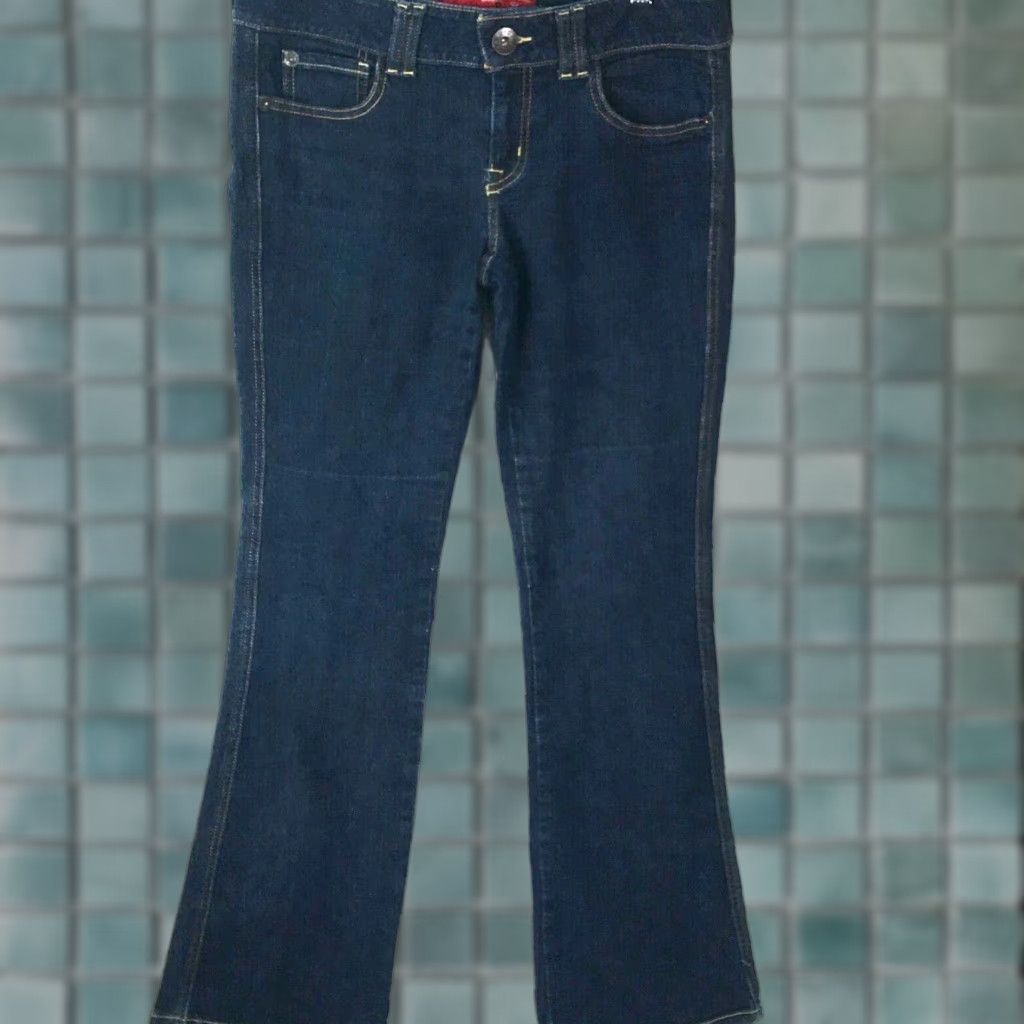 Guess GUESS Boot Cut Sweetheart Blue Denim Jeans Women 29 Regular 34x32 Stretch Ultra Low Rise 5-Pocket Designer Womens Size 29" - 1 Thumbnail