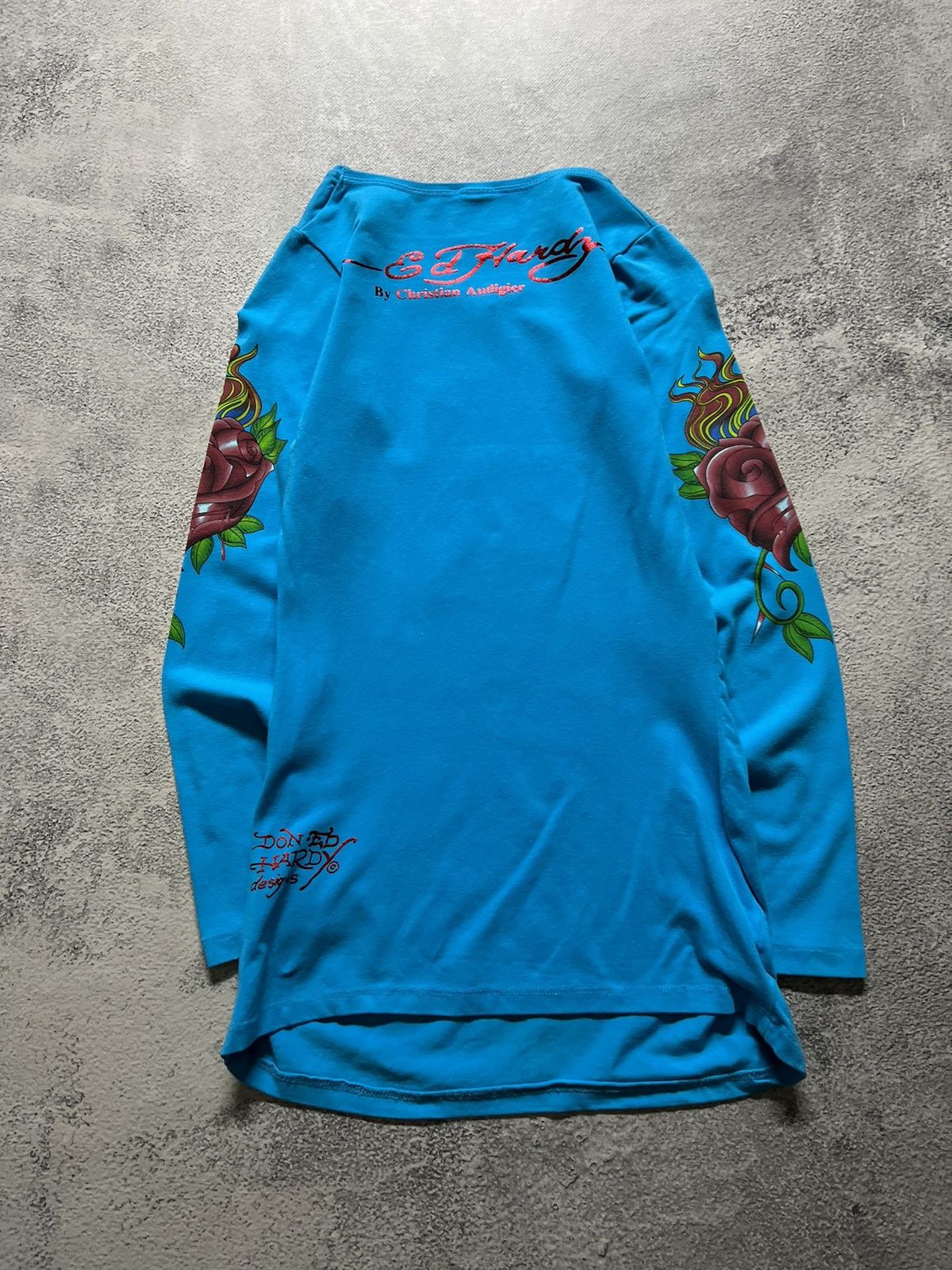 Christian Audigier × Ed Hardy × Vintage Vintage Y2k Ed Hardy 🌹💙 Rosed Long Sleeve Dress 00’s Size S / US 4 / IT 40 - 7 Thumbnail