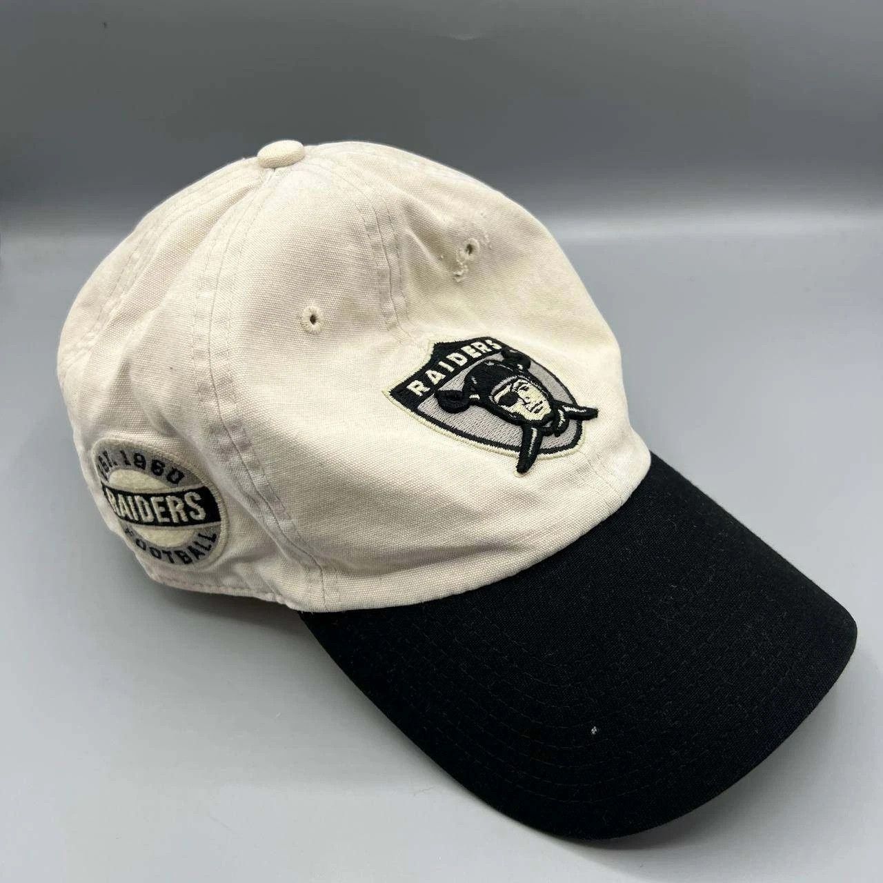 47 Brand Las Vegas Raiders Hat Men Cream Black Embroidered Strap Back Size ONE SIZE - 1 Thumbnail
