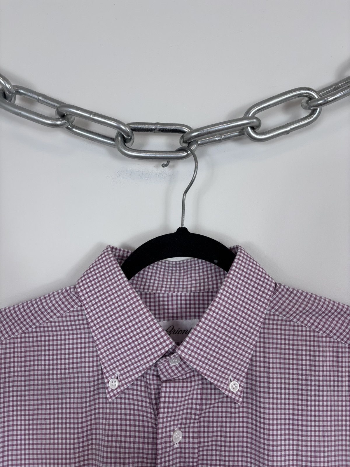 Brioni Brioni Men’s Micro Check Pink Button Down Long Sleeve Shirt Size US L / EU 52-54 / 3 - 5 Thumbnail