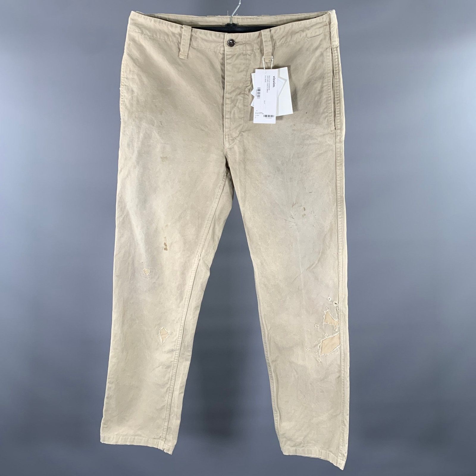 Visvim VISVIM Khaki Distressed Cotton Button Fly Casual Pants Size US 37 - 1 Thumbnail