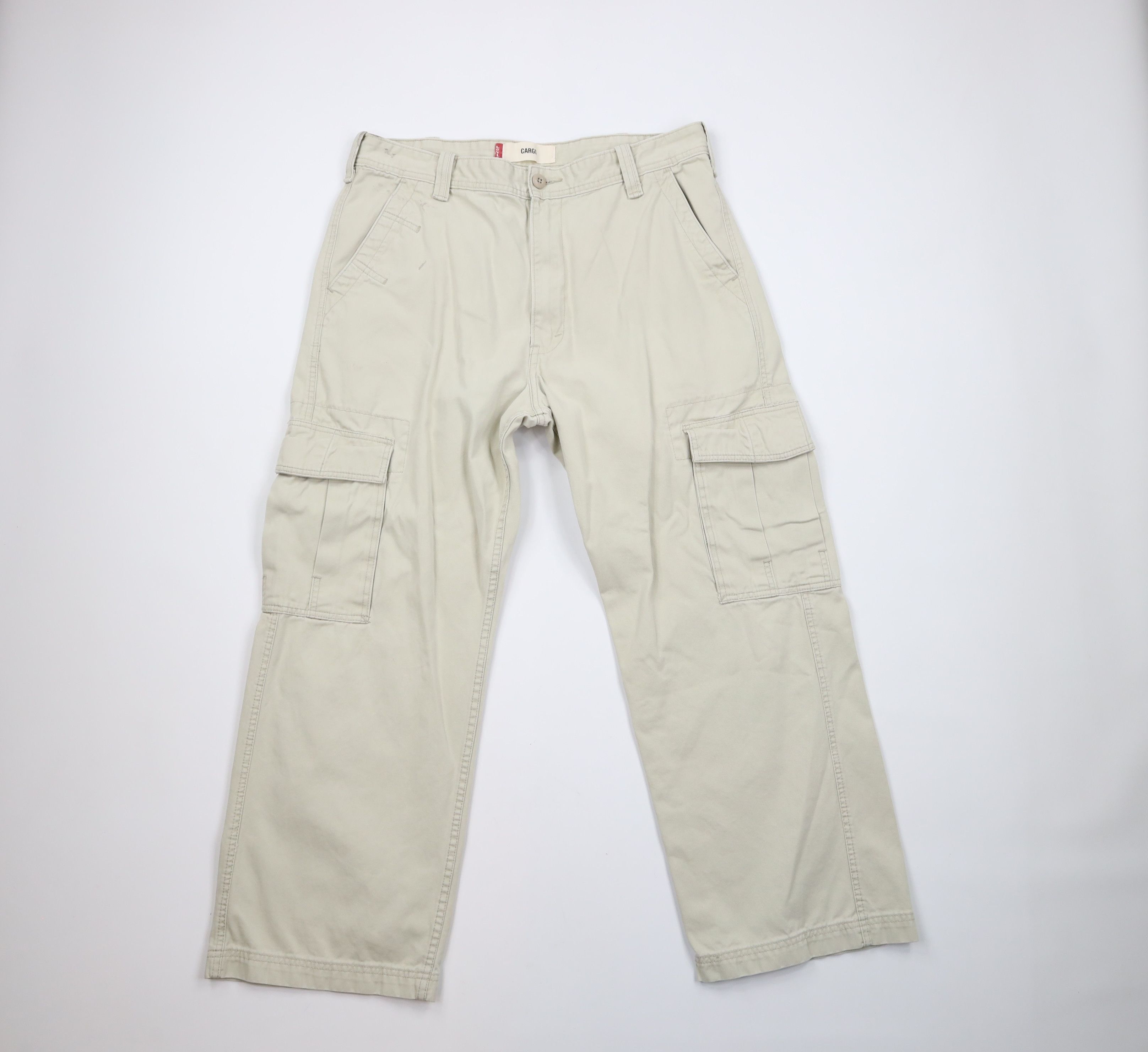 Vintage Y2K 2003 Levis Baggy Wide Leg Cargo Pants Beige