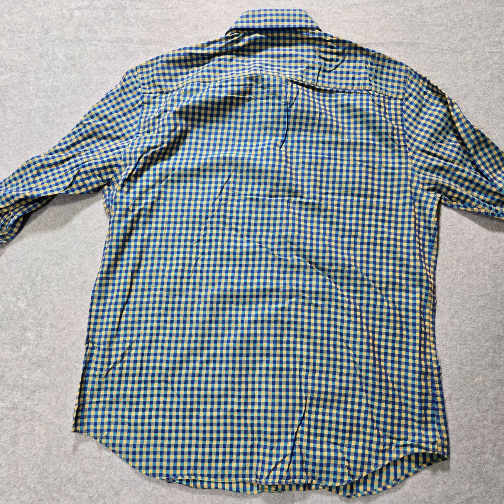 BUGATCHI Bugatchi Uomo Button-Up Shirt Mens Medium Cotton Checkered Shaped Fit Multicolor Warm Weather Casual Size 40R - 3 Thumbnail