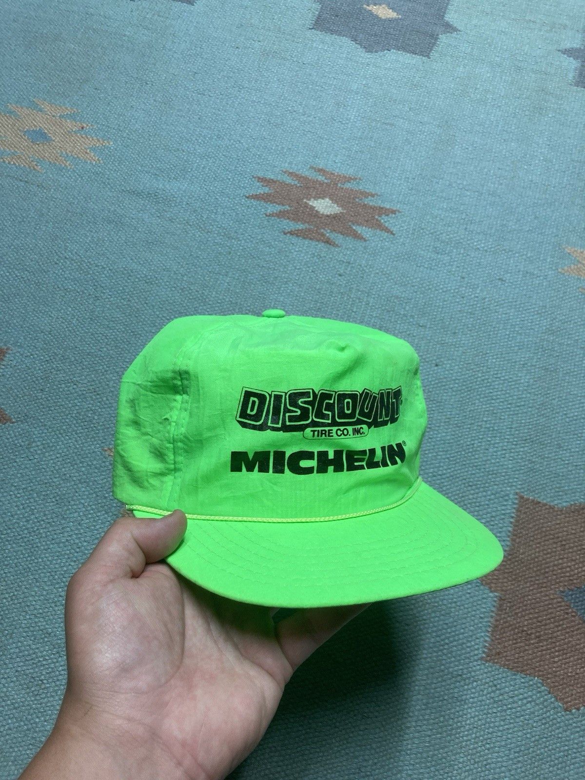 Vintage Vintage SnapBack hat discount tire Michelin neon green nylon Size ONE SIZE - 1 Thumbnail