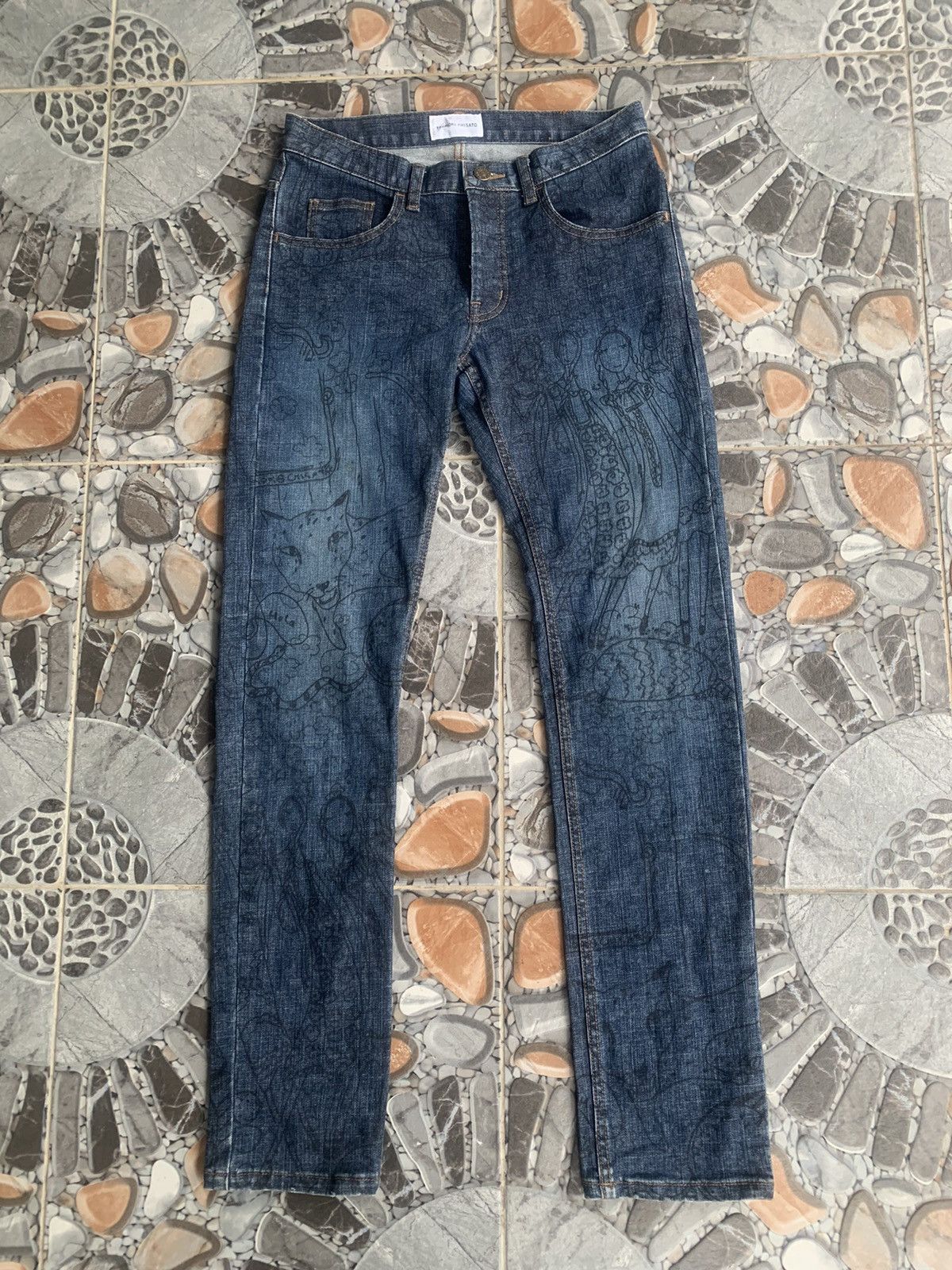 Issey Miyake × Tsumori Chisato × Vintage Tsumori Chisato Japan Overprint Skinny Jeans Size 26" / US 2 / IT 38 - 1 Thumbnail