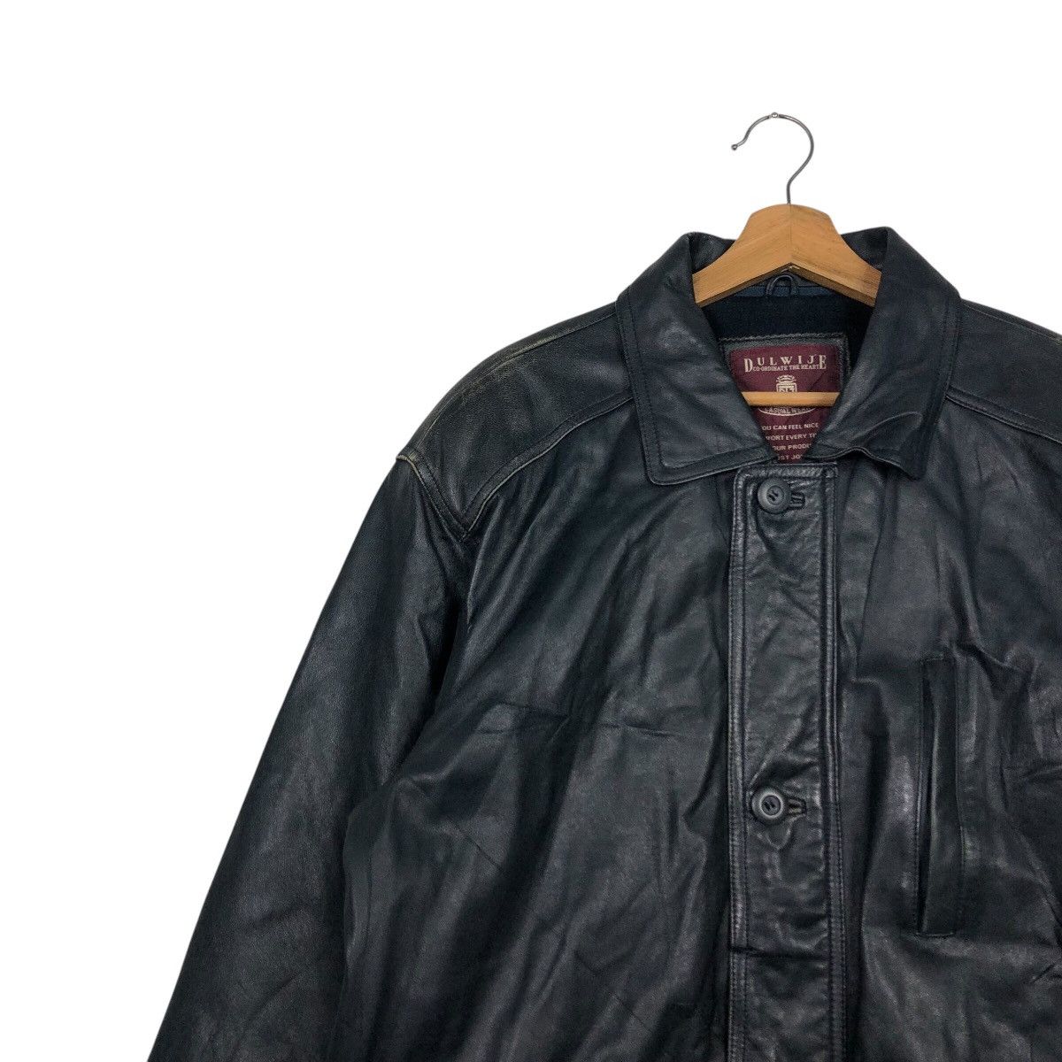 Japanese Brand × Vintage 📌Vintage Leather Jacket Dulwije Blanket Issey Miyake Pockets Size US L / EU 52-54 / 3 - 8 Thumbnail