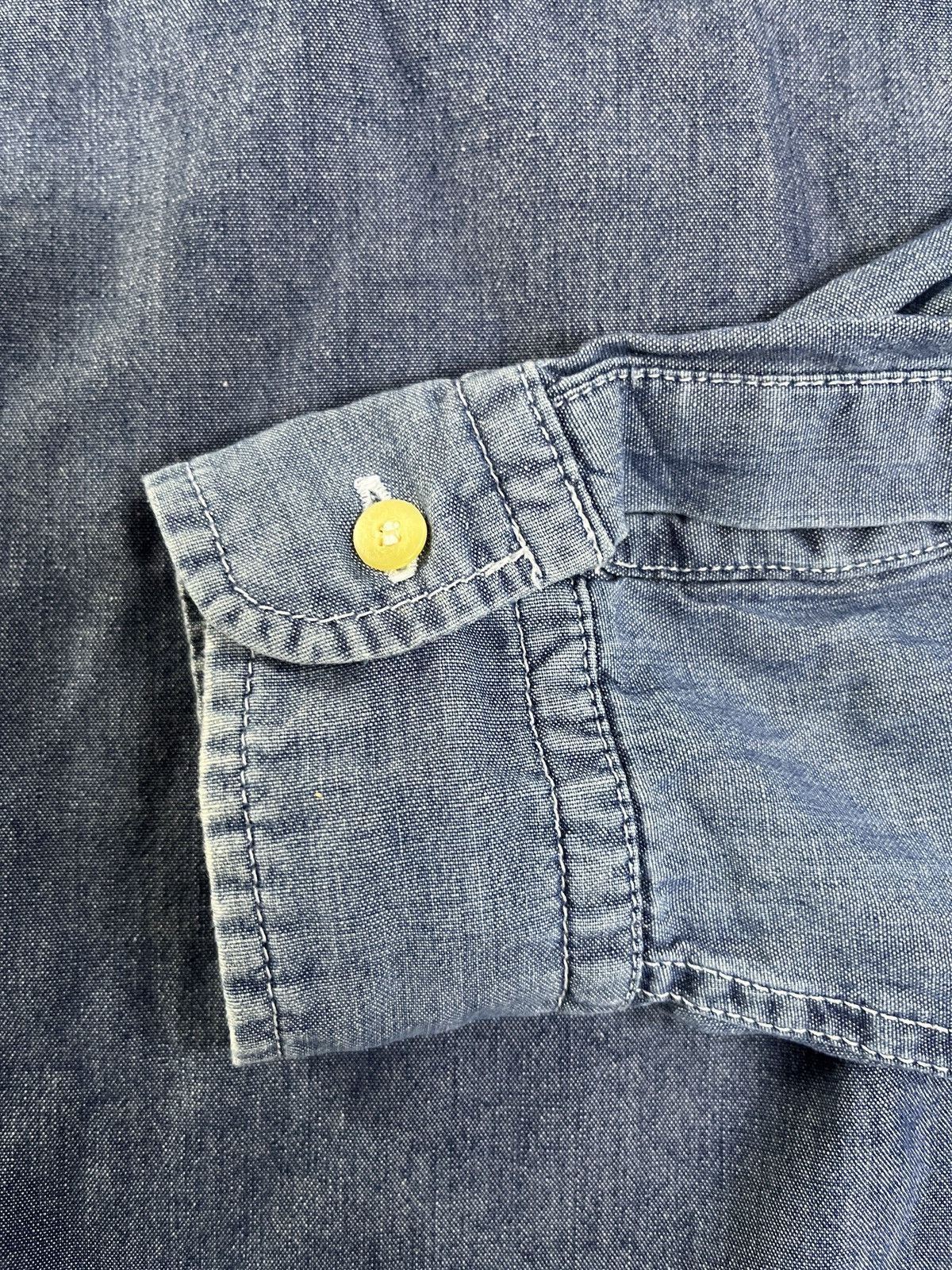 Kenzo Vintage Kenzo Embroidery Wave Indigo Denim Chambray Shirt Size US L / EU 52-54 / 3 - 13 Thumbnail