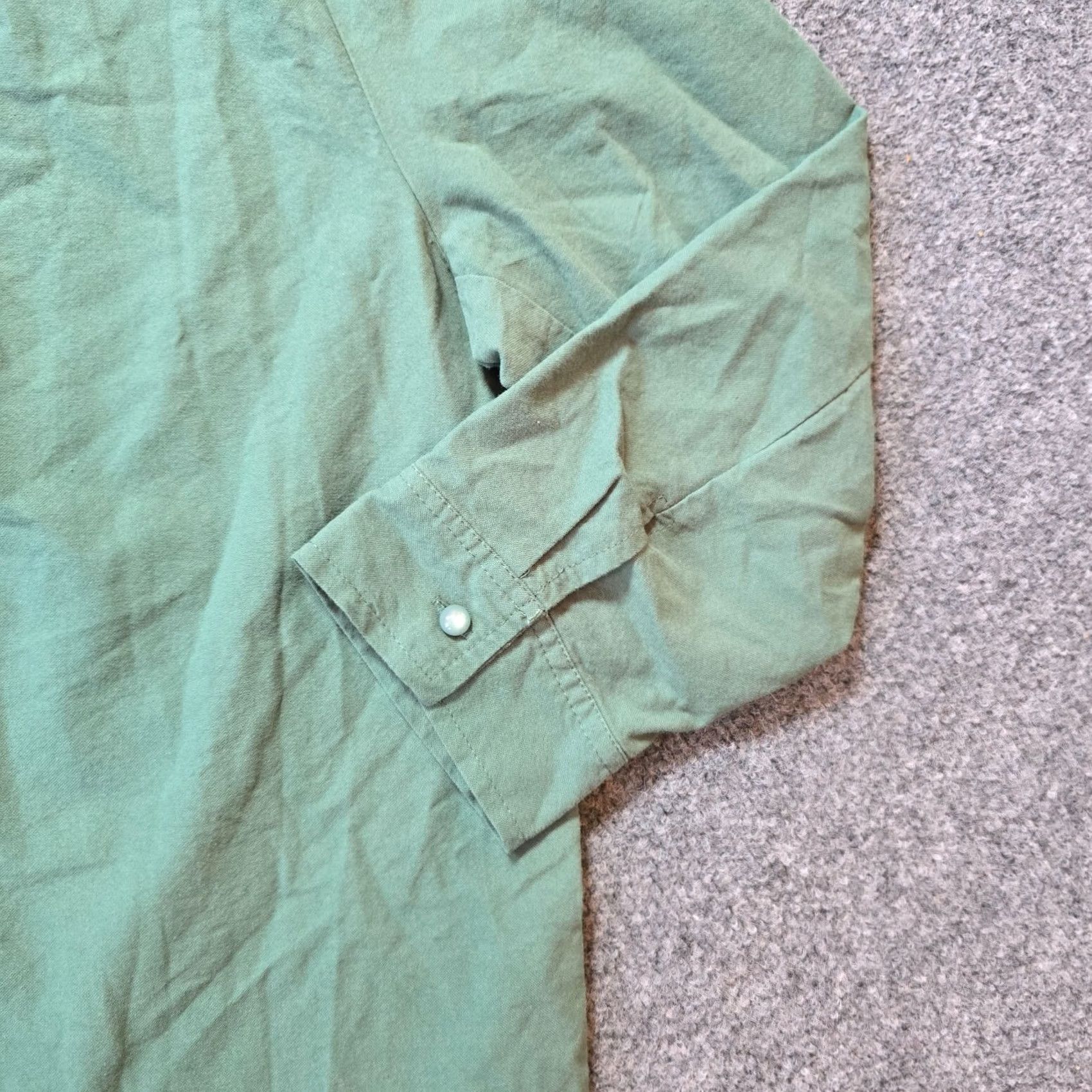 Vintage Pomander Place Dress Shirt Dress Womens Size M Green Polly Boxy Casual Collared Long Sleeve Pockets Knee Length Woven Cotton Size M / US 6-8 / IT 42-44 - 6 Thumbnail