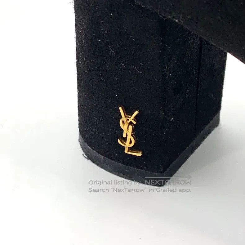 Saint Laurent Paris Saint Laurent Paris Black Logo Gold Mark Round Toe Chunky Size US 5.5 / IT 35.5 - 6 Thumbnail