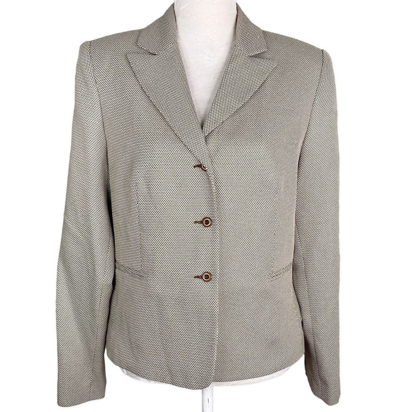 Other Vintage Giorgio Sant'Angelo Blazer 12 Taupe Ivory Weave New Size XL / US 12-14 / IT 48-50 - 1 Thumbnail