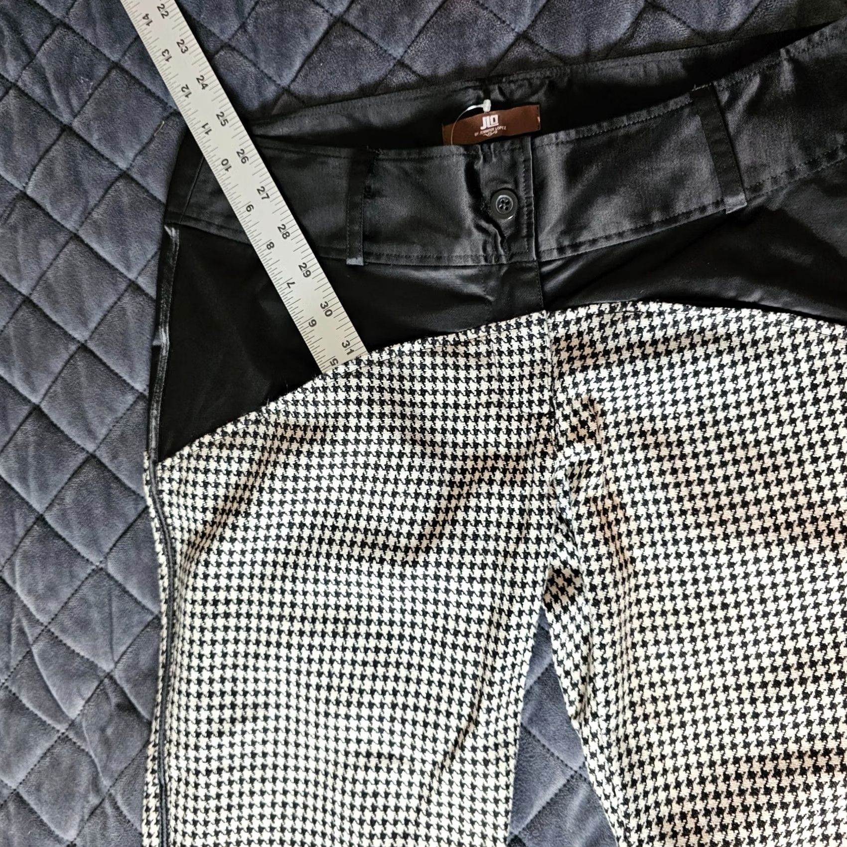 Vintage Jennifer Lopez Pants Black Zipper Leg 32" Inseam Proto Fashion Houndstooth Size 25" / US 0 / IT 36 - 5 Thumbnail