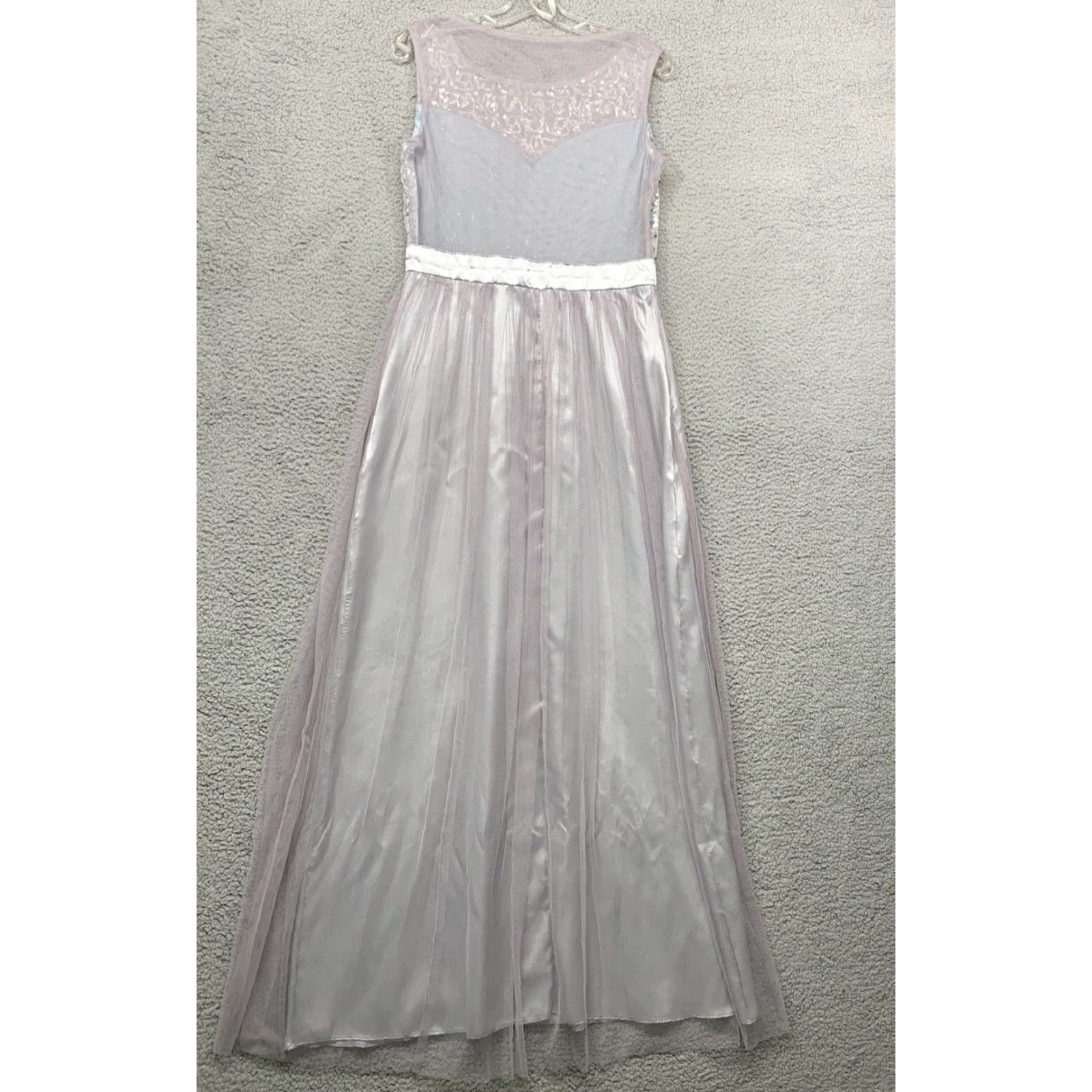 Vintage NEW Long Evening Gown Dress M Silver Navy Netting Sequin Sleeveless Formal Prom NWOT Ladies Size M / US 6-8 / IT 42-44 - 5 Thumbnail