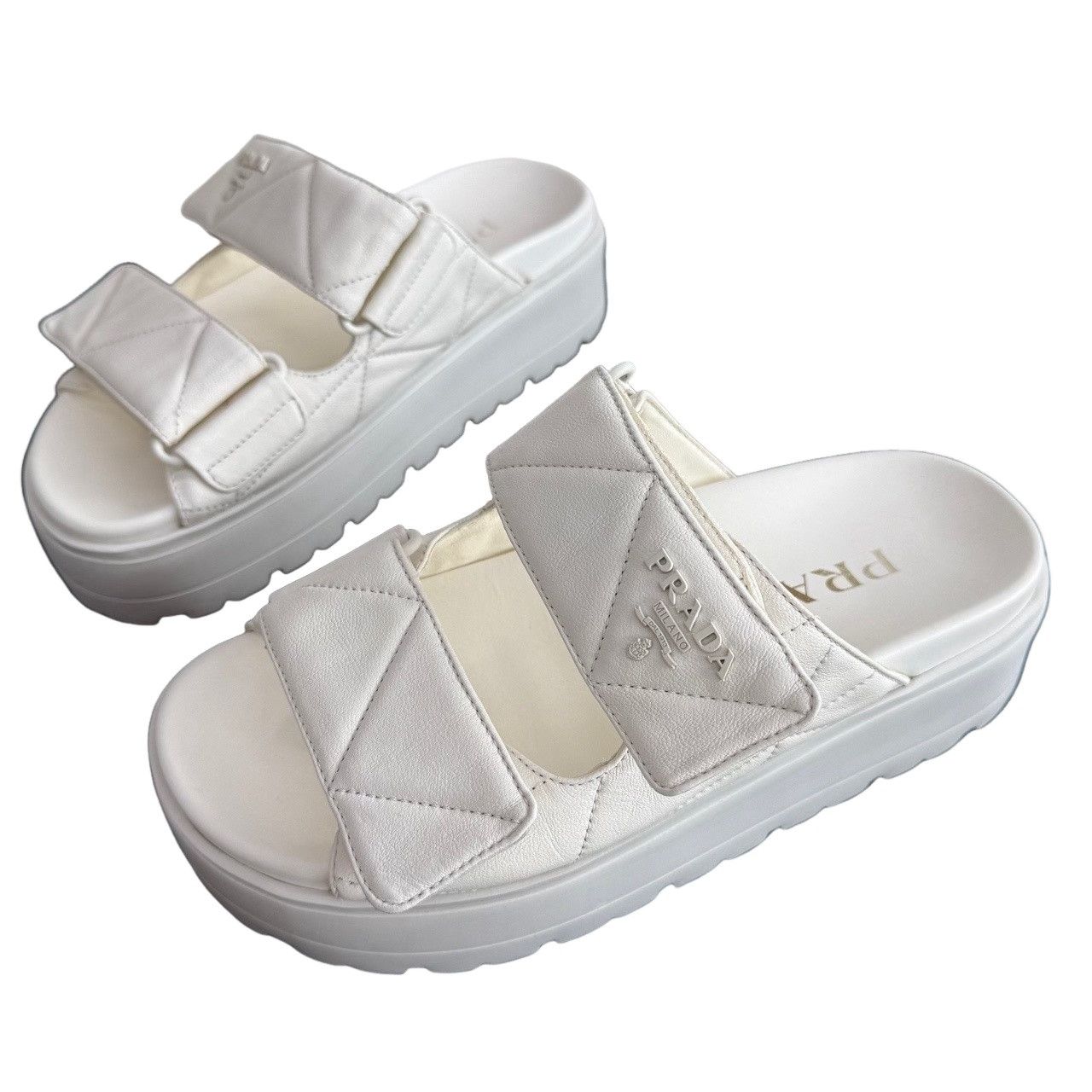 Prada Prada Leather Platform Sandals Size 35 Size US 5 / IT 35 - 1 Thumbnail