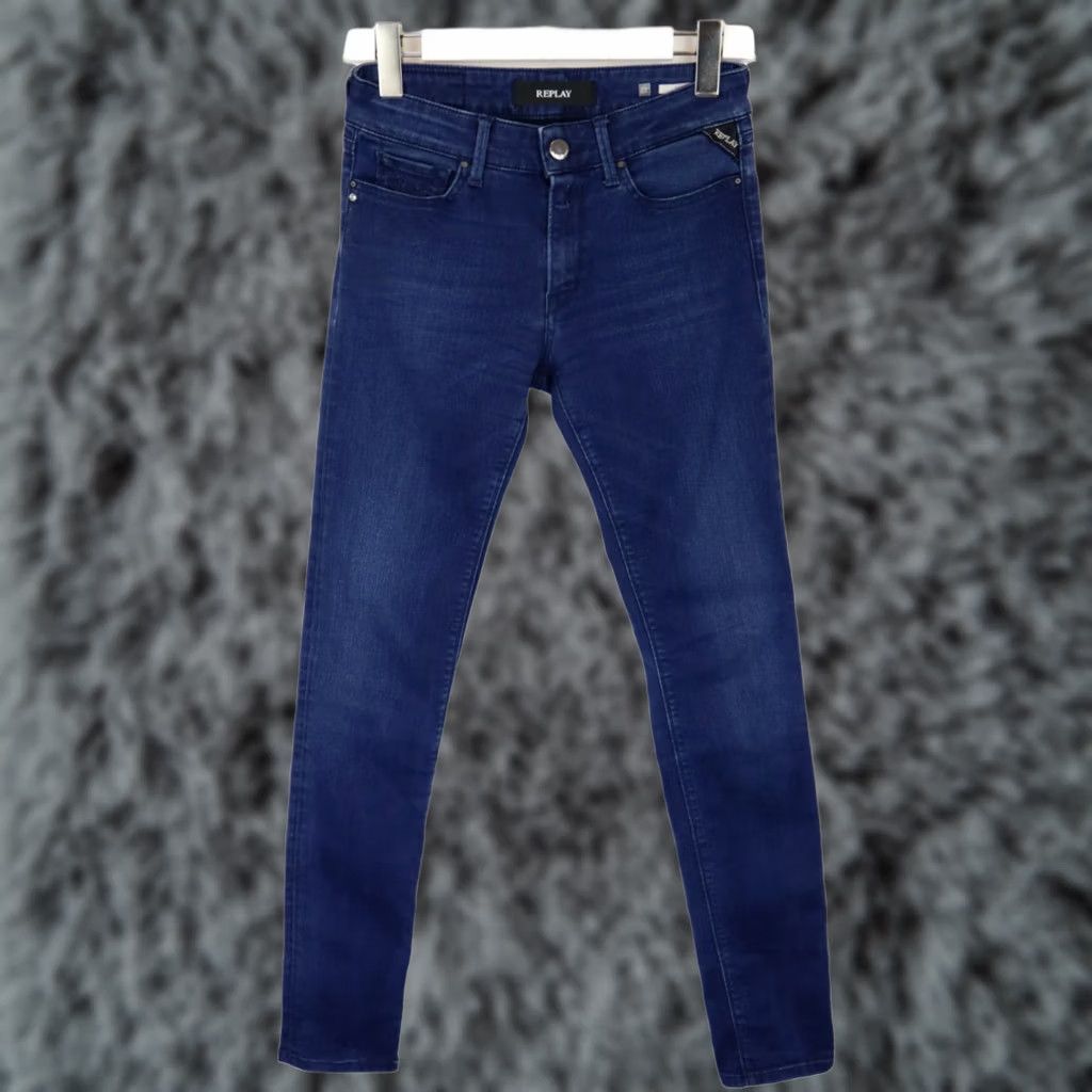 Replay REPLAY Luz Jeans Women's W27/L32 Skinny Fit Whiskers Dark Zip Fly Faded Casual Size 27" / US 4 / IT 40 - 1 Thumbnail