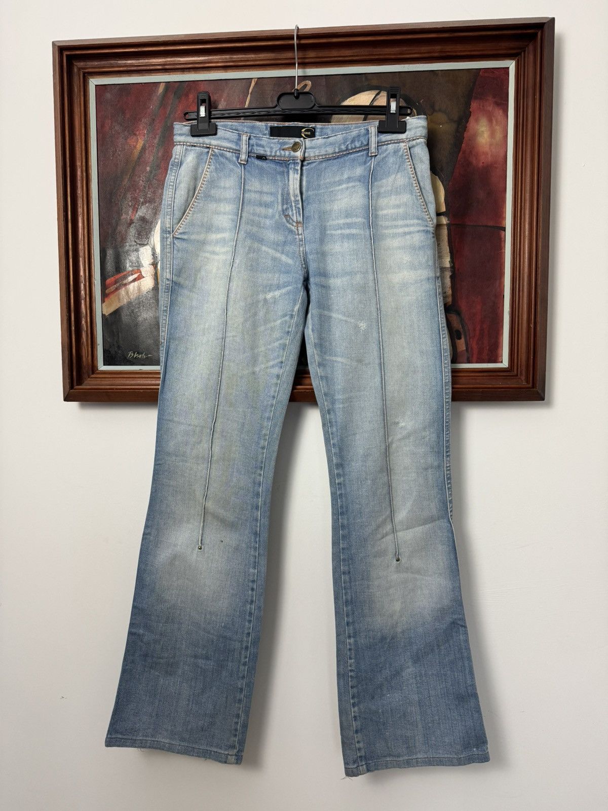 Roberto Cavalli Just Cavalli Flared Jeans Denim Pant Vintage Y2k Avant Garde Size 27" / US 4 / IT 40 - 1 Thumbnail