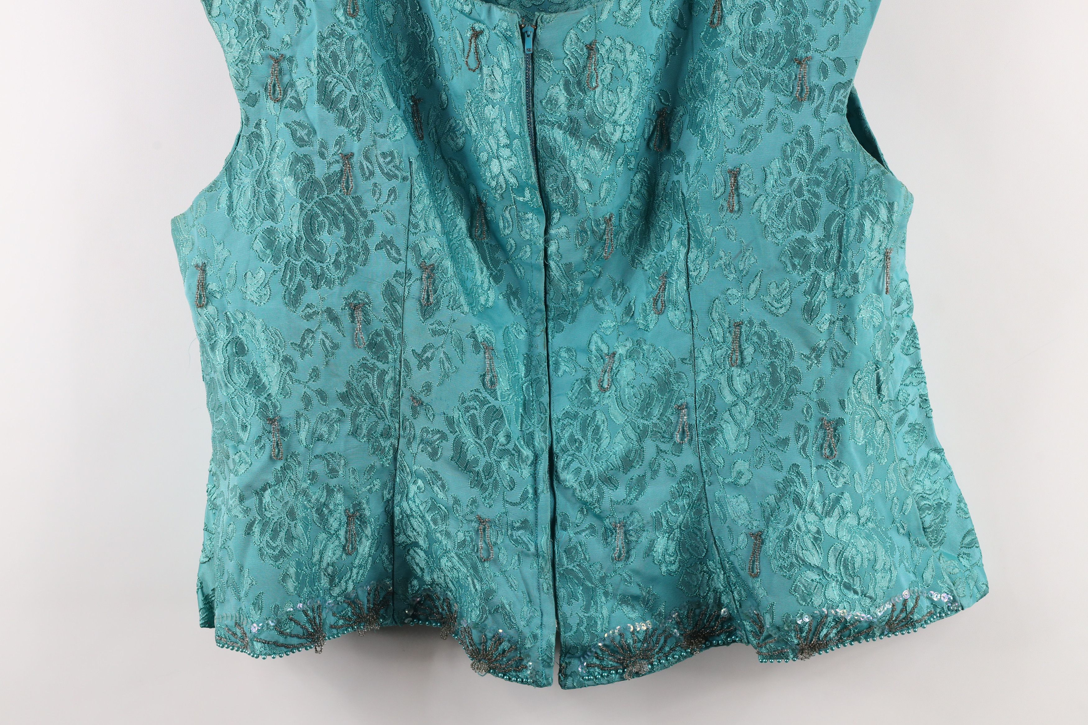Vintage Vintage 50s 60s Rockabilly Beaded Silk Flower Blouse Top Size XL / US 12-14 / IT 48-50 - 11 Thumbnail