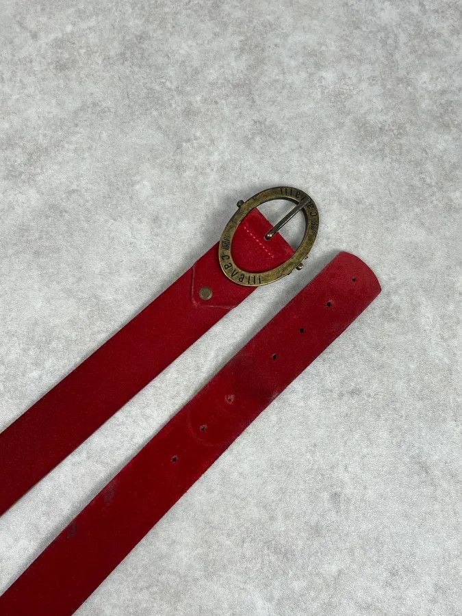 Just Cavalli 2000s Cavalli Red Suede Leather Premium Belt Size ONE SIZE - 4 Thumbnail