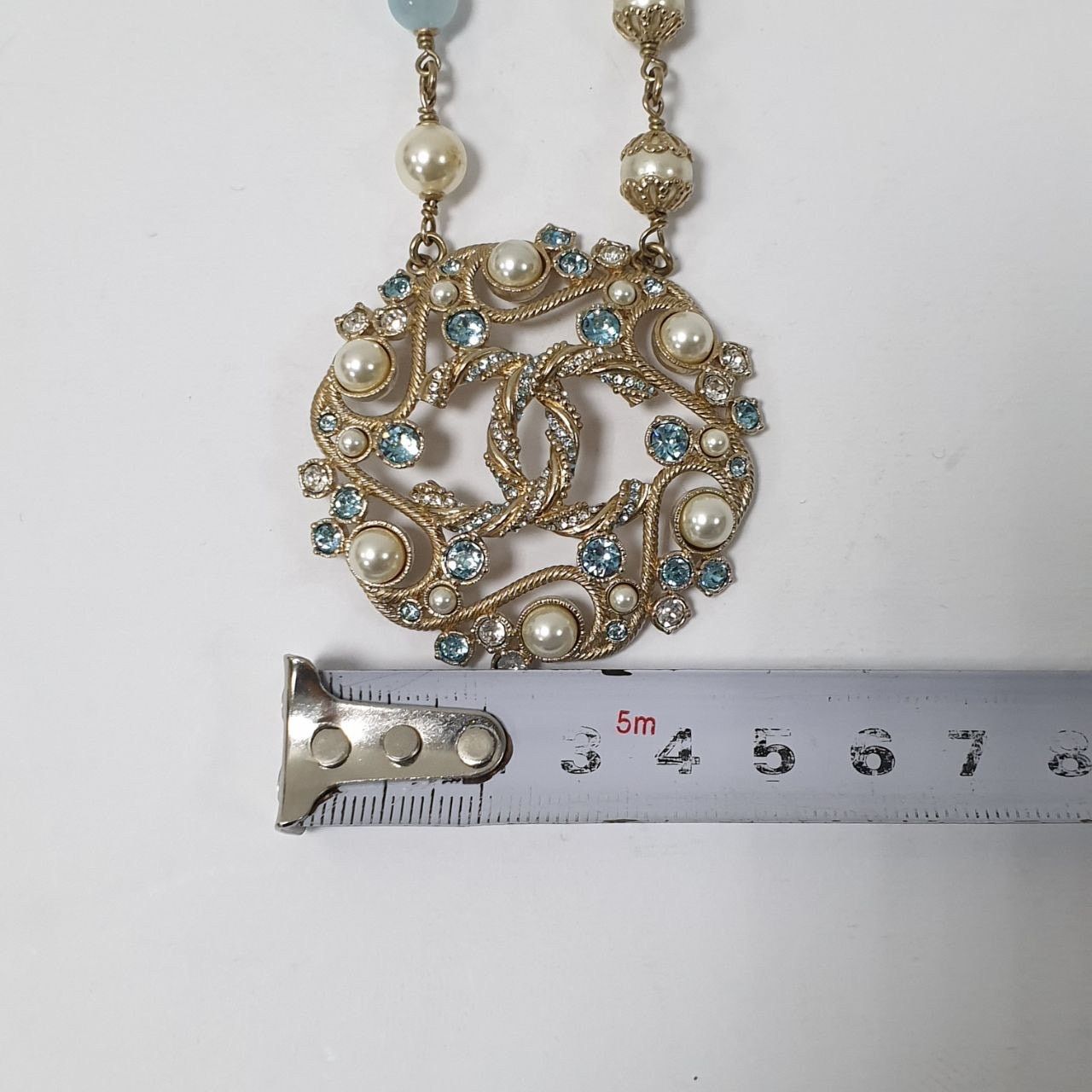 Chanel Chanel B19 Aquamarine Resin & Pearls Necklace Size ONE SIZE - 10 Thumbnail