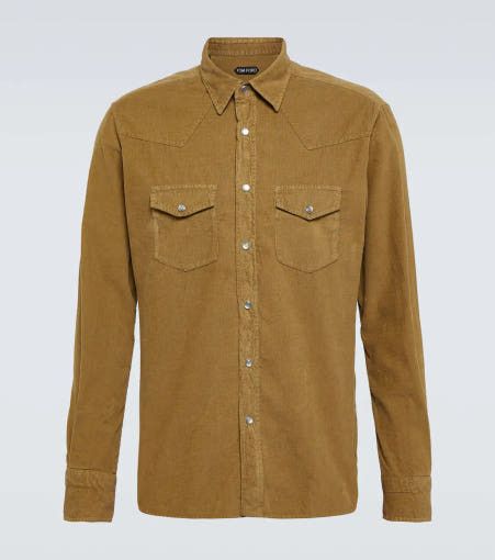 Tom Ford o1sm1stk0725 Velvet Corduroy Military Shirt in Brown Size US S / EU 44-46 / 1 - 1 Preview