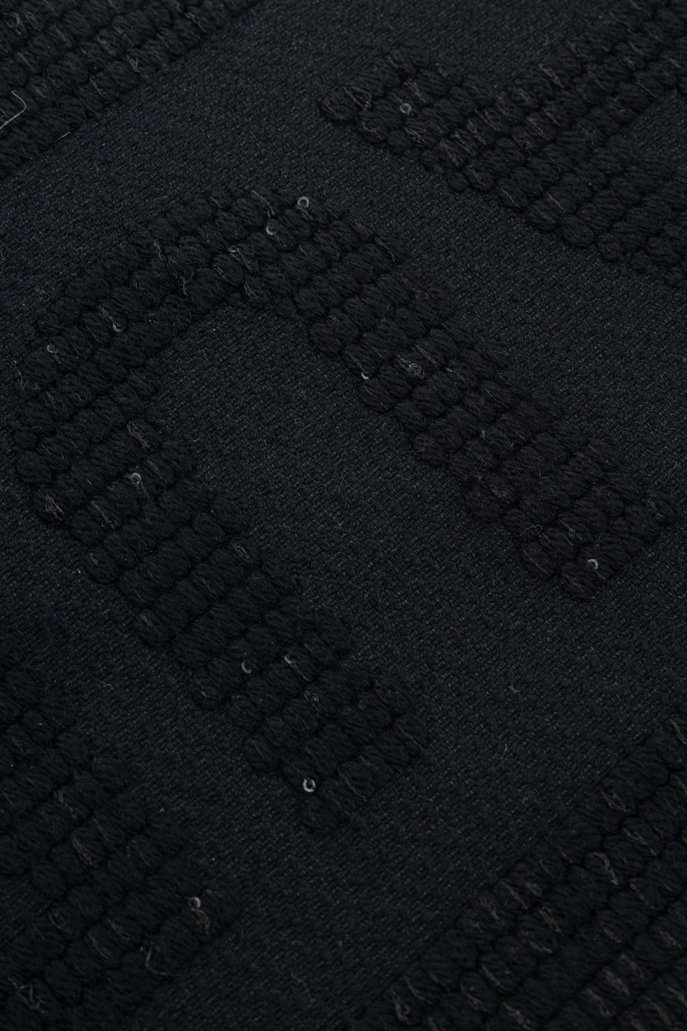 Saint Laurent Paris Saint Laurent Black Wool Sequined Logo-Jacquard Fringe Scarf Size ONE SIZE - 3 Thumbnail