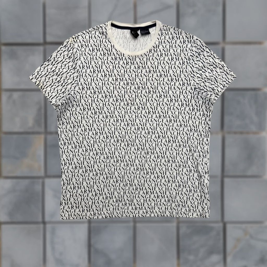 Armani Exchange Armani Exchange Shirt Mens XL White All Over Logo AOP Graphic Print Short Sleeve Crew Neck T-Shirt Mens White Logo Print XL Size US XL / EU 56 / 4 - 1 Thumbnail