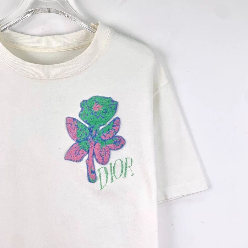 Dior White Rose Cotton Crew Neck TShirt-2506 Size XXS / US 00 / IT 34 - 3 Thumbnail