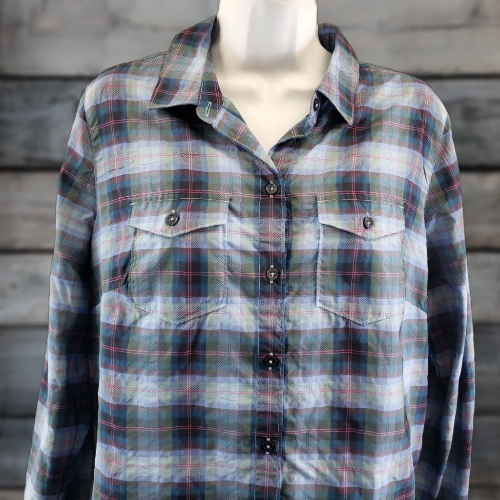 Eddie Bauer Eddie Bauer Womens Button Front Shirt Sz Medium Blue Pink Plaid Long Sleeve Shirt Womens M Blue Pink Plaid Button-Up Woman Shirt Size M / US 6-8 / IT 42-44 - 1 Thumbnail