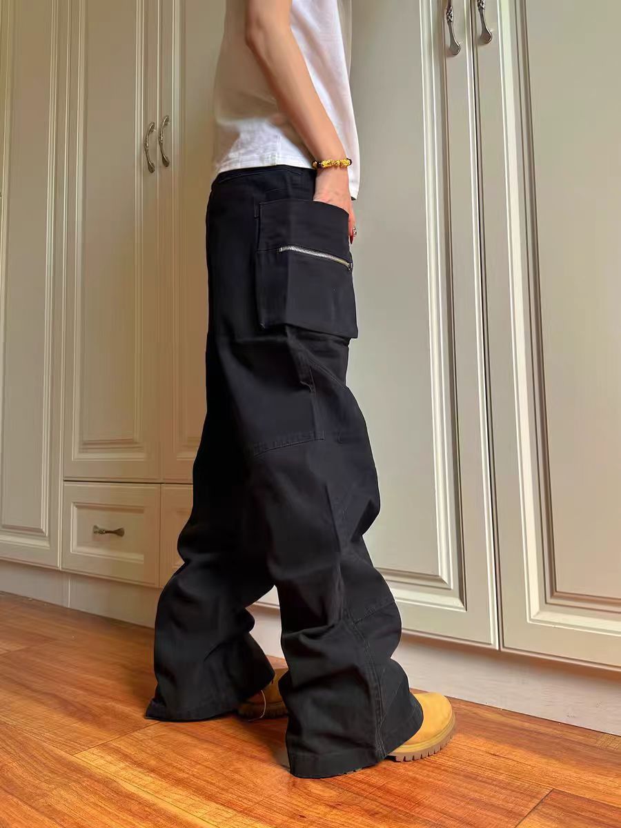 Jean Black Zipper Pocket Workwear Casual Pants Size US 34 / EU 50 - 2 Thumbnail