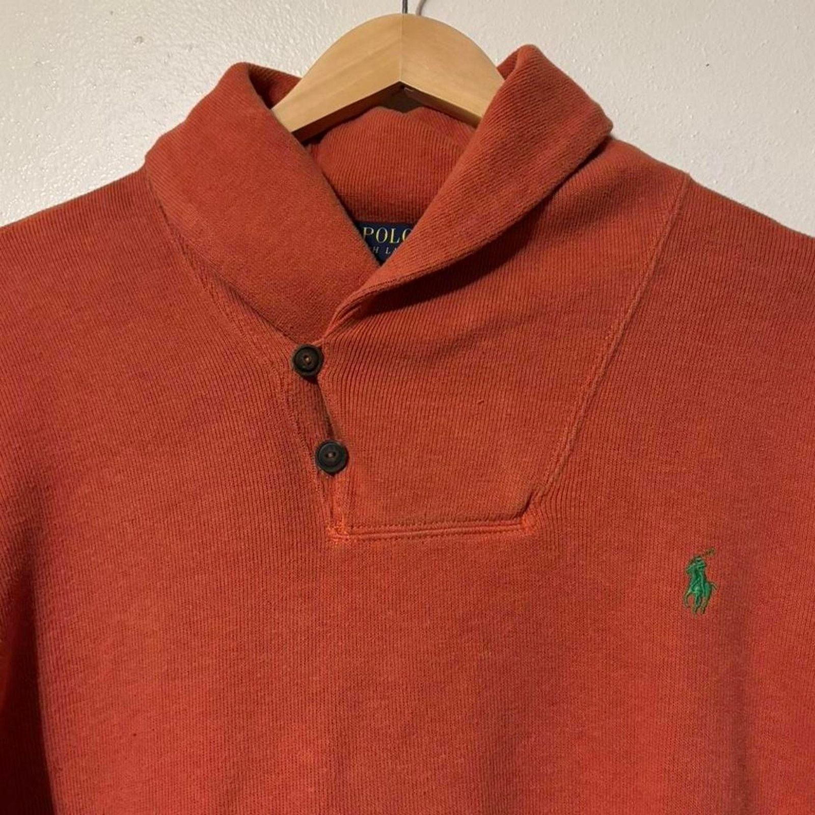 Polo Ralph Lauren Polo Ralph Lauren Men’s Orange Shawl Collar Sweater Size US XL / EU 56 / 4 - 2 Thumbnail