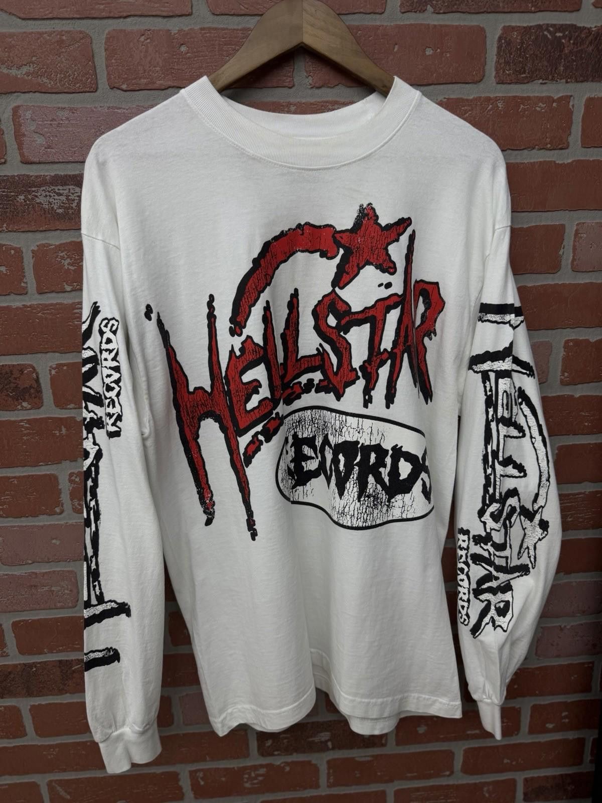 HELLSTAR Hellstar Records White Long Sleeve Jersey Graphic Shirt (M) Size US M / EU 48-50 / 2 - 3 Thumbnail