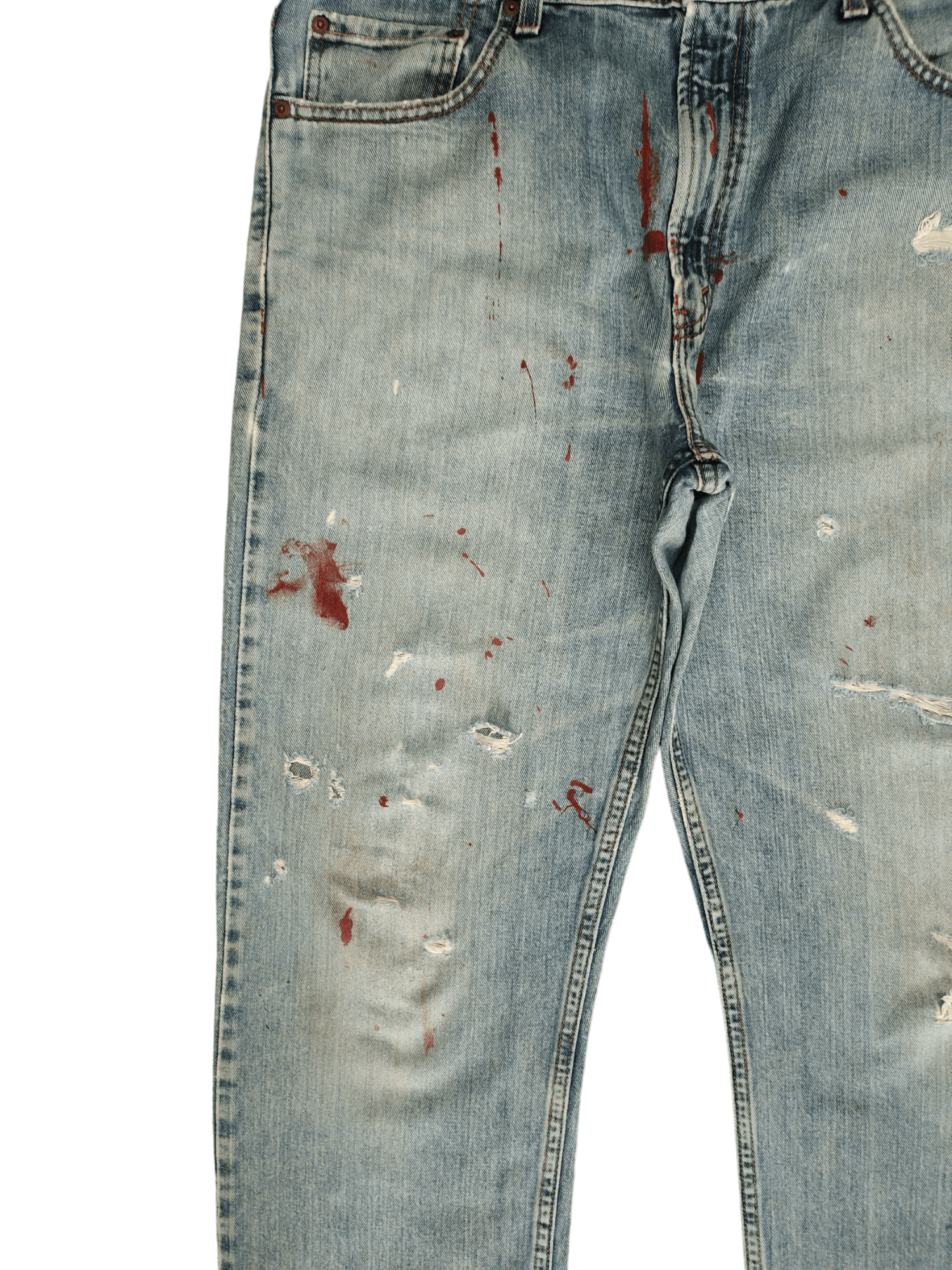 Levi's Size 36x33 Vtg Levis 505 Regular Fit Jean Distressed Painted Size US 36 / EU 52 - 8 Thumbnail