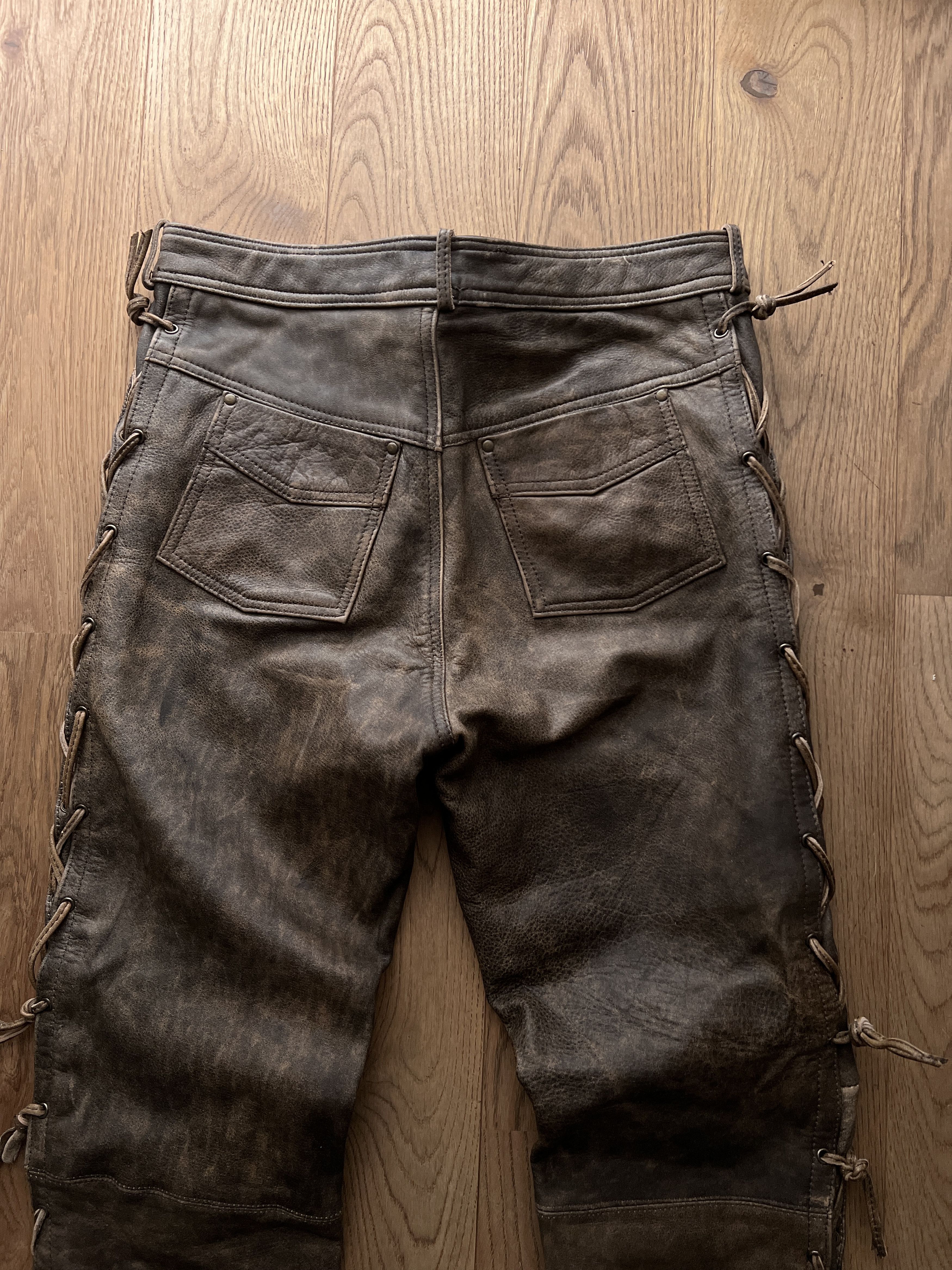 If Six Was Nine True faded VTG 90s cowboy core leather pants lace up opium L Size US 34 / EU 50 - 13 Thumbnail