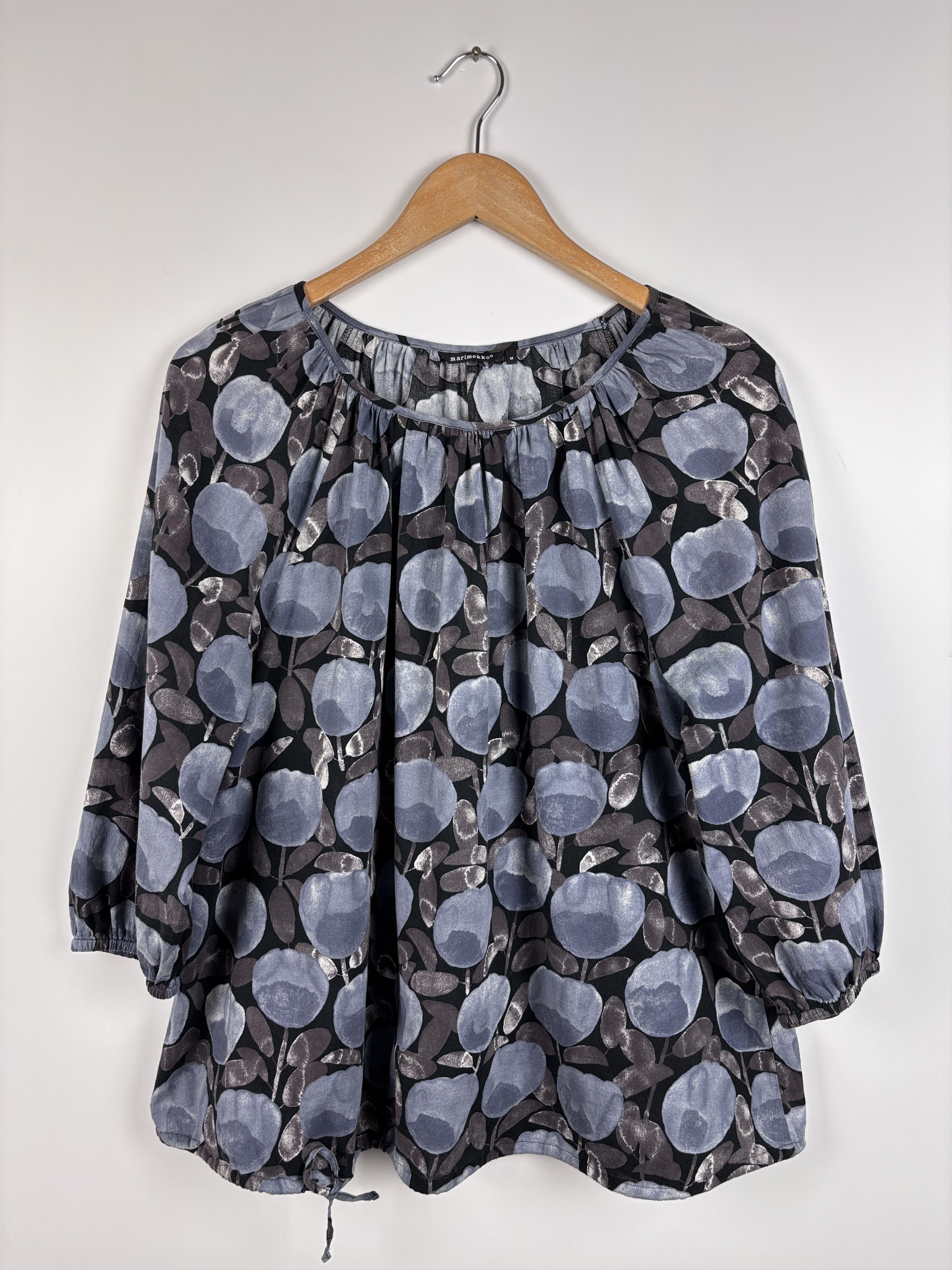Marimekko Womens Marimekko Floral Blouse Cotton Top Blue Size M Size M / US 6-8 / IT 42-44 - 1 Thumbnail
