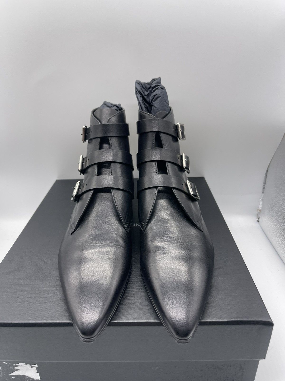 Saint Laurent Paris Men's Saint Laurent Pointed Toe Buckle Strapped Boots Size US 8 / EU 41 - 5 Thumbnail
