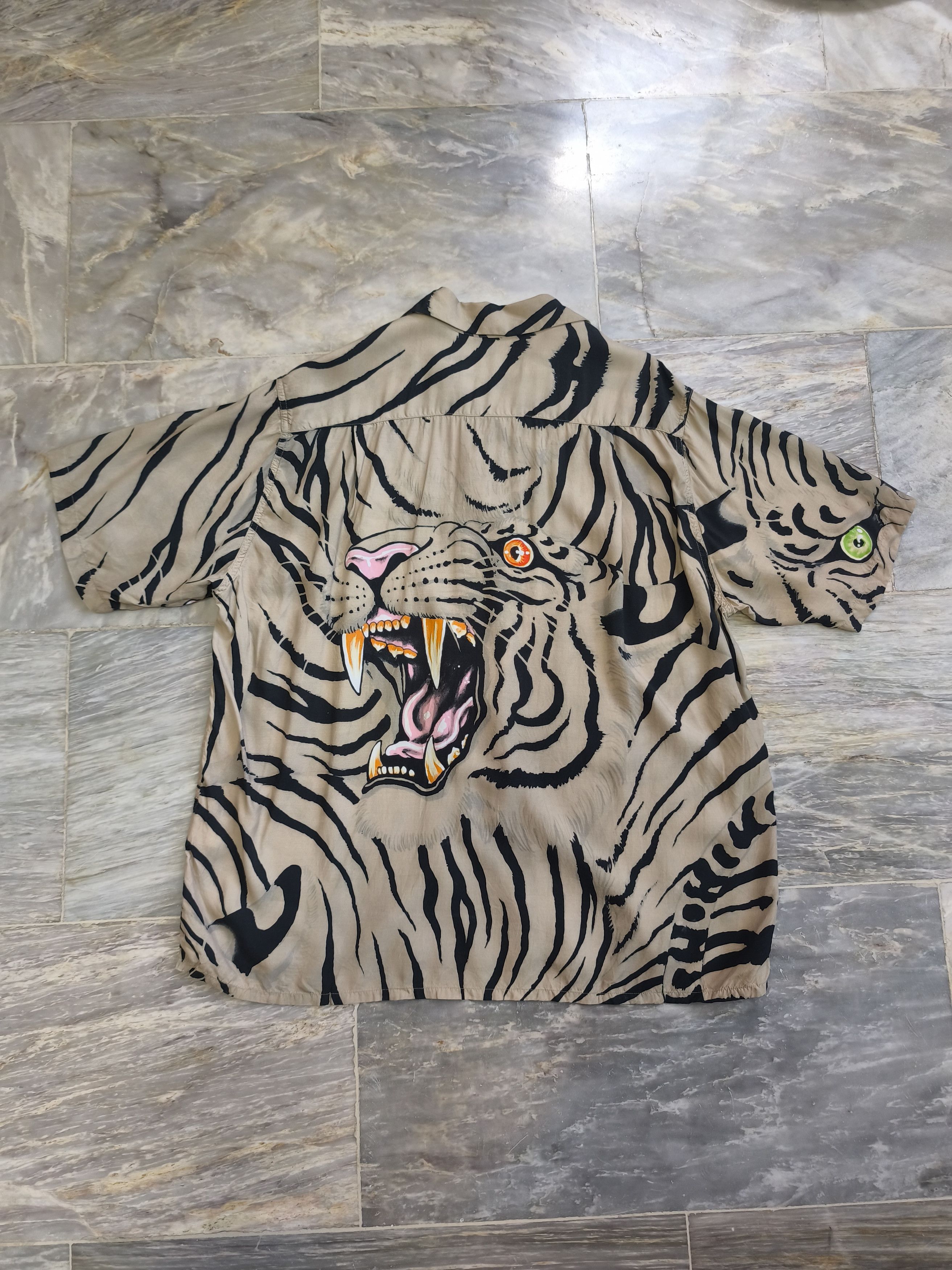Wacko Maria Guilty Parties 22SS Tim Lehi Tiger Hawaiian Polo Size US M / EU 48-50 / 2 - 7 Thumbnail